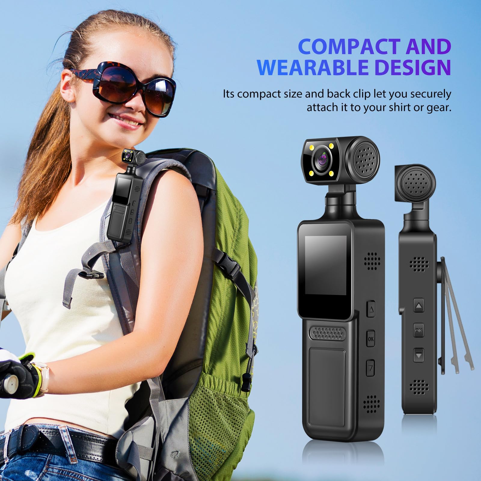 Mini Videocamera Sportiva Compatta 4k in ABS con Registrazione Audio