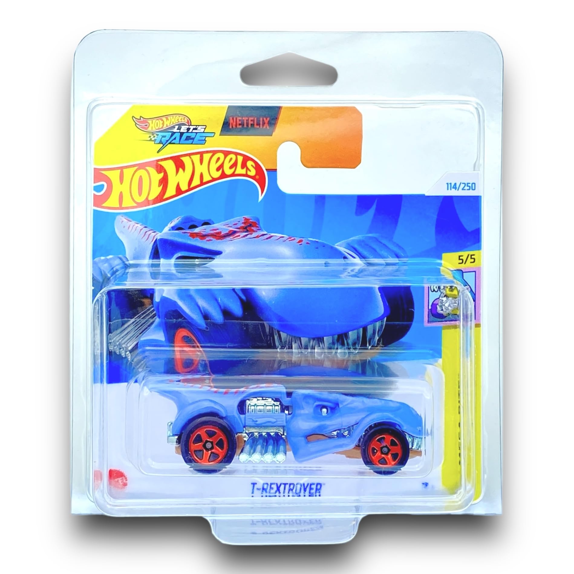 Hot Wheels T-Rextroyer (Light Blue & Red Let's Race) 5/5 HW Mega Bite, 2024-114/250 (Short Card)