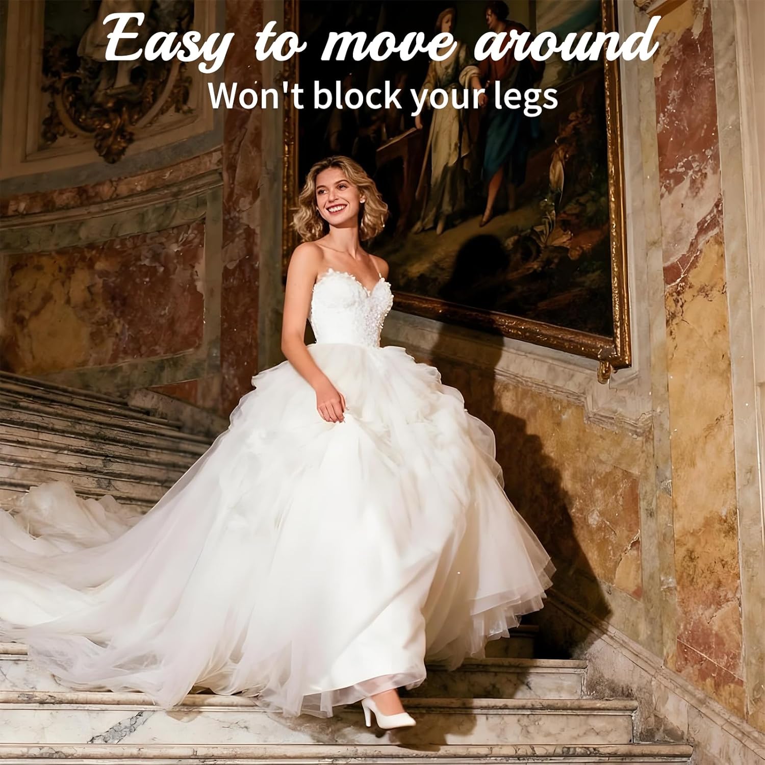 Women Victorian Petticoat Hoop Skirt, Hollow Split-front Cage Crinoline, Walk-Friendly Tiered Hoop Frame Skirt Support with Adjustable Waist for Balls, Wedding & Lolita/Steampunk Style Cosplay Black - Image 5