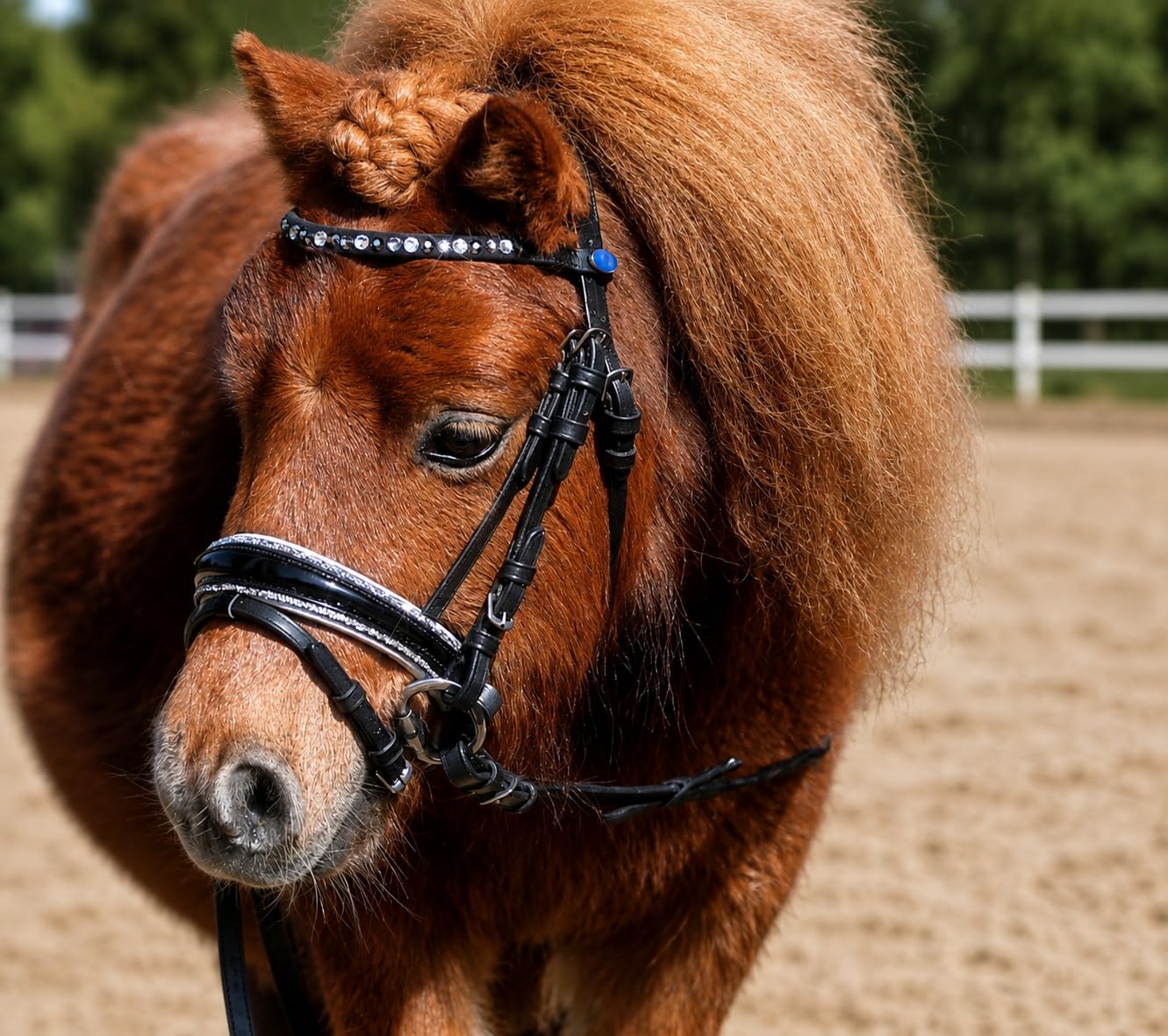 Tysons Breeches Nobless Trense Minishetty Mini Shetty Lack Strass anatomisch geschnitten Schwarz Silbergraú (Minishetty)