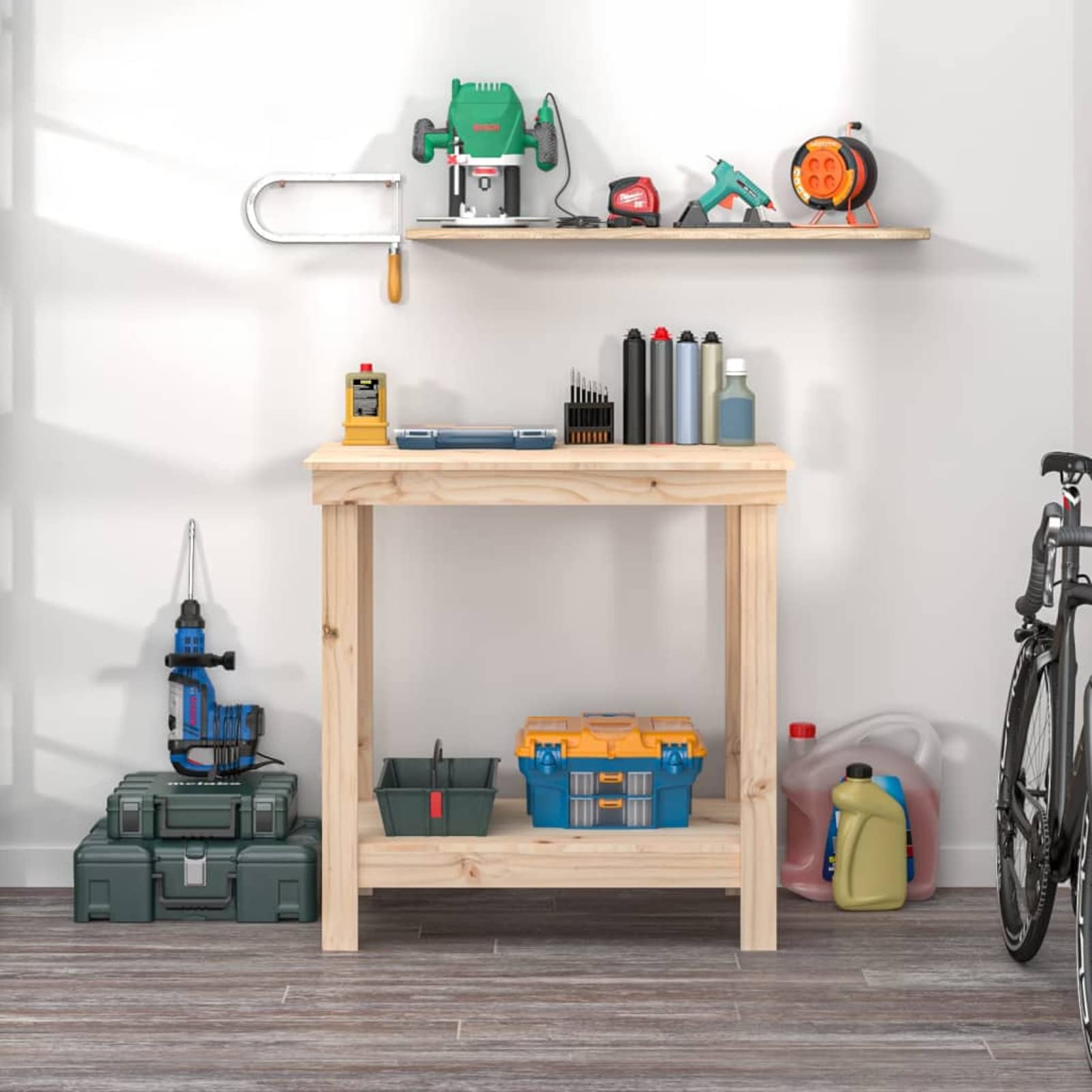 ShGaxin Banco de Trabajo, Mesa De Trabajo Taller, Caballete Mesa, Banco Herramientas, Bancada De Trabalho, Caballete para Mesa, de Madera Maciza de Pino 80x50x80 cm