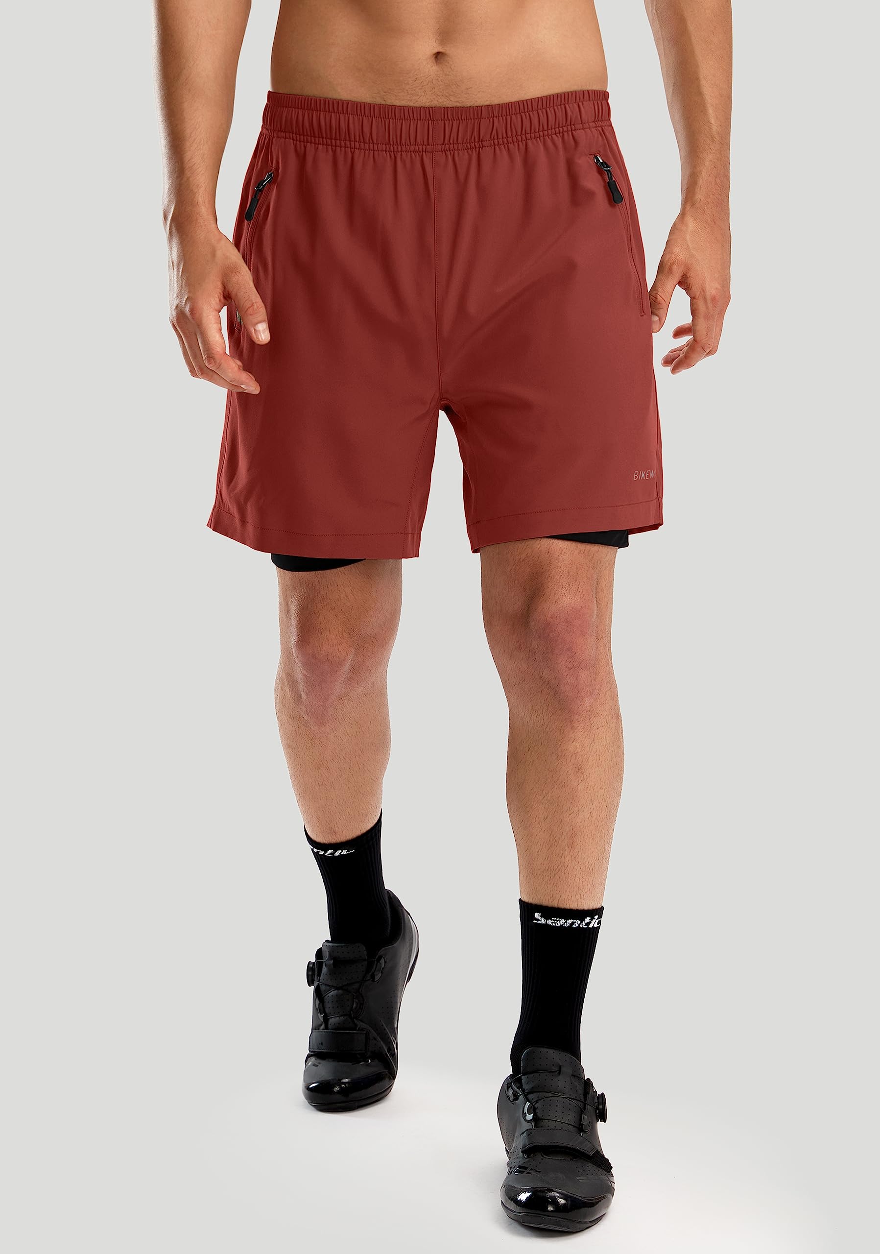 Bikewa Pantaloncini da mountain bike da uomo imbottiti 3D larghi vestibilità ampia equitazione ciclismo pantaloncini da uomo tasche con cerniera