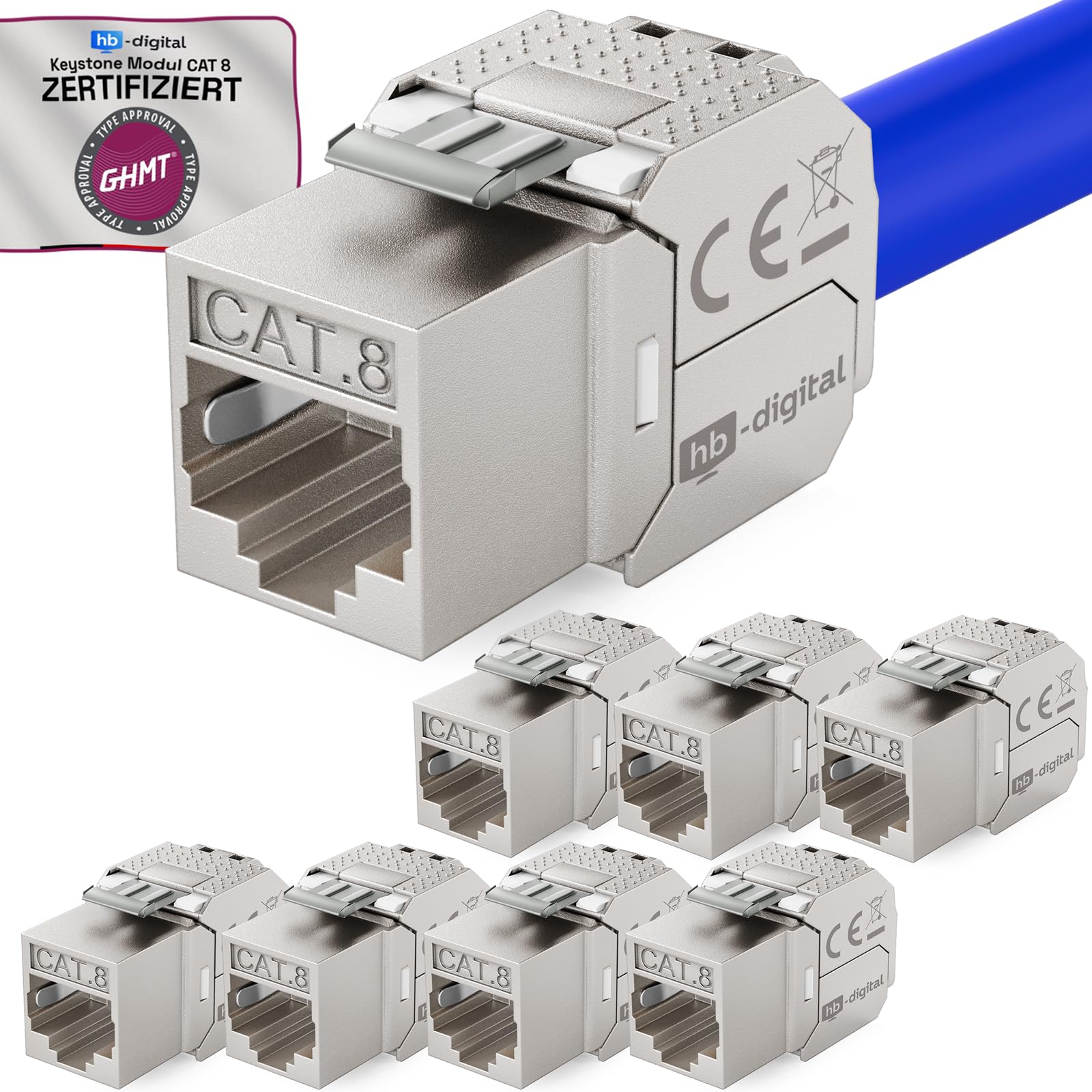 hb-digital Keystone RJ-45 Cat.7 7 8 Modul Schneidklemme (LSA) auf RJ45 Buchse STP bis zu 1000MHz 10.000Mbit/s CAT7 Jack Einbaubuchse für Netzwerkkabel Patchpanel Datendose Ethernet LAN