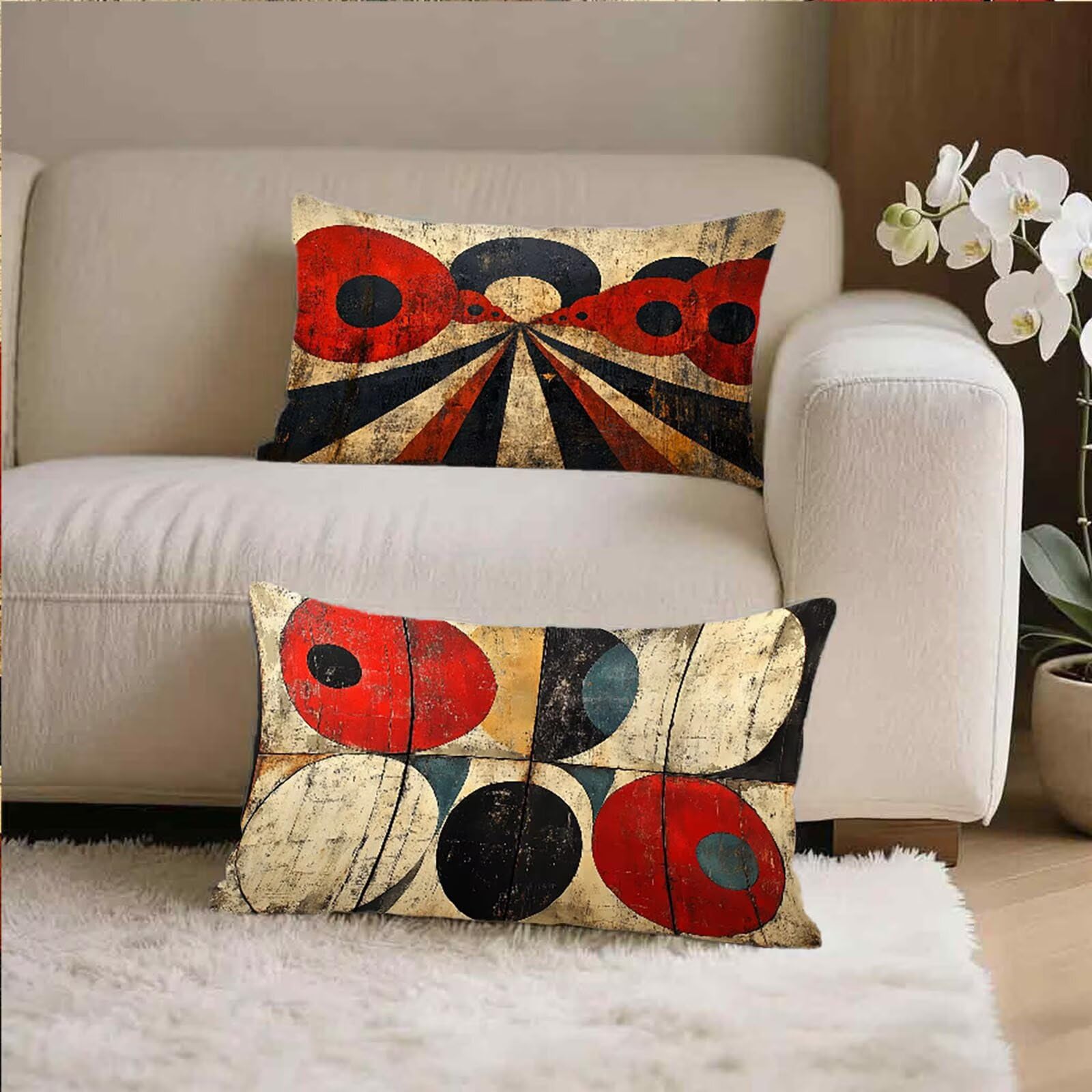 Federe Cuscino 70x90 Set di 2, Geometria Federe Cuscini Divano Velluto Morbido, Rettangolari Copricuscini 70x90cm Con Cerniera Invisibile, Copricuscino per Camera Casa Decorazioni, Astratto 1-4450