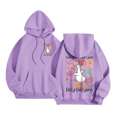 BINTEHGS Funny Silly Goose Hoodie for Teen Cute Flower Graphic
