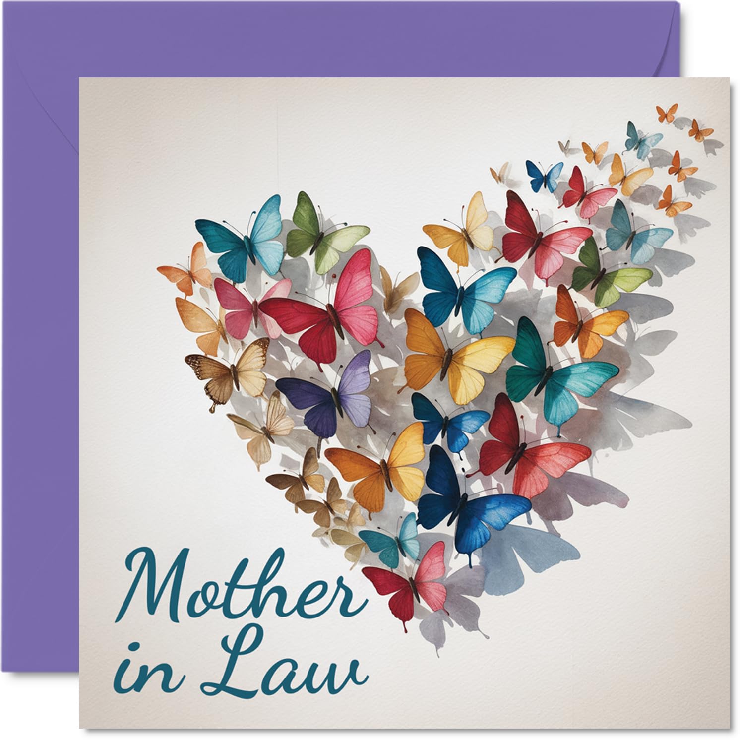 Mother in Law Birthday Card - Elegant Butterfly Heart - Happy Birthday Card for Mother in Law from Son Daughter, 145mm Beautiful Sentimental Bday Greeting Cards