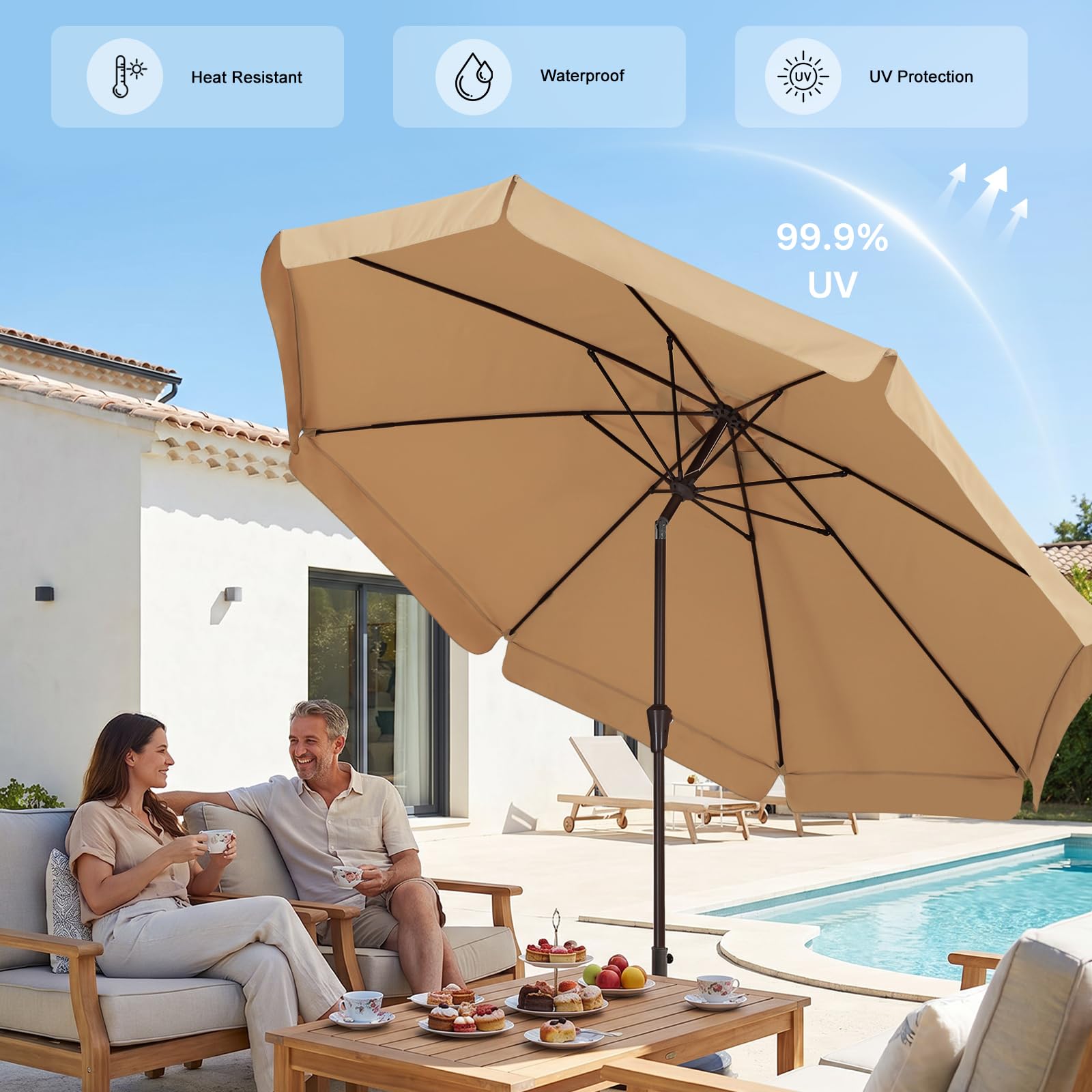 12 rib patio umbrella replacement canopy Garden Winds Replacement Canopy Top Cover Compatible with The Grand Patio Napoli 12' Umbrella