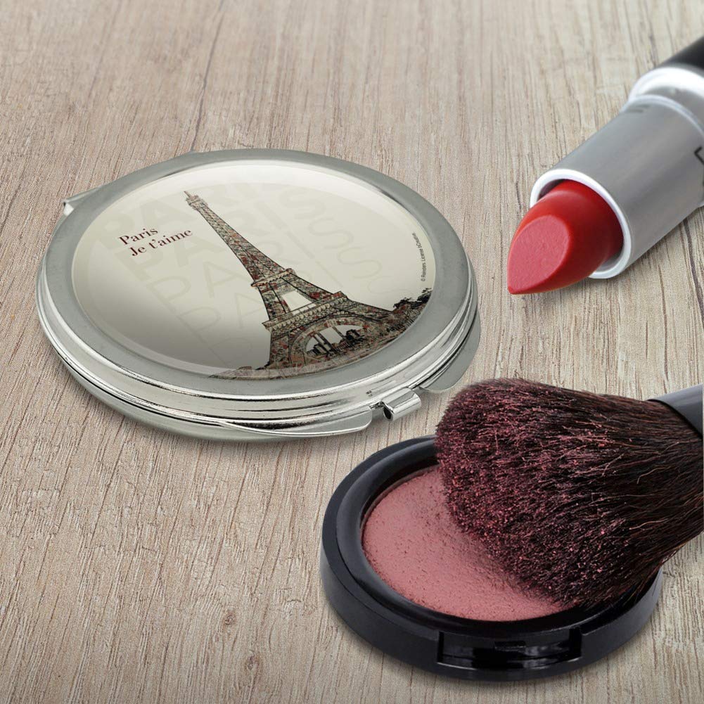 GRAPHICS & MORE Paris, Je t'aime I Love You Eiffel Tower City Map Compact Travel Purse Handbag Makeup Mirror