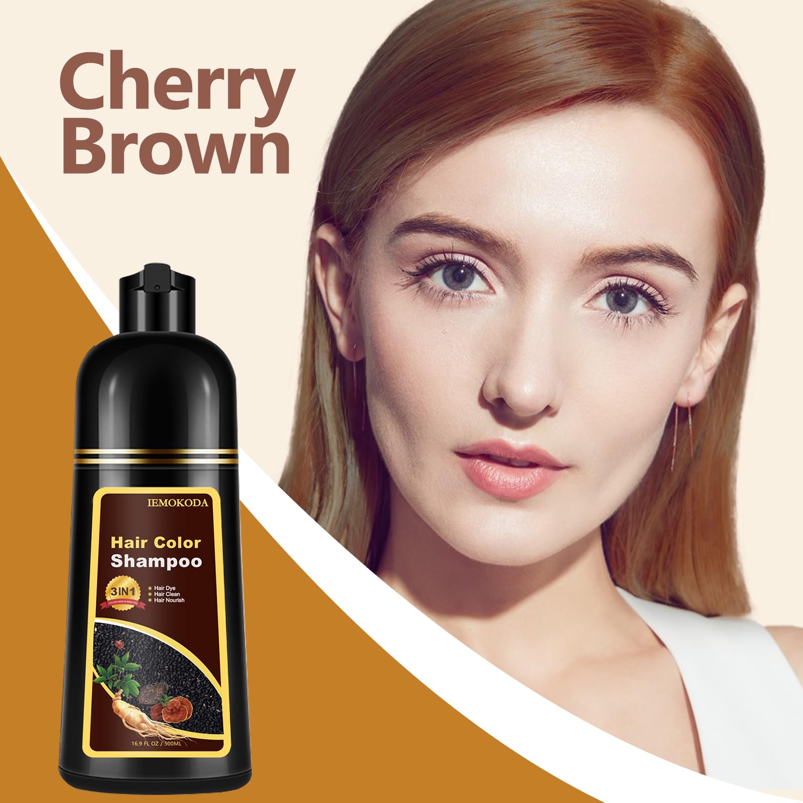Fedulili Instant Cherry Brown szampon do farbowania włosów siwych włosów, 3 w 1, naturalny szampon do farb do włosów dla kobiet i mężczyzn, brązowe kolory w ciągu 10-15 minut, pokrywa 100% składników
