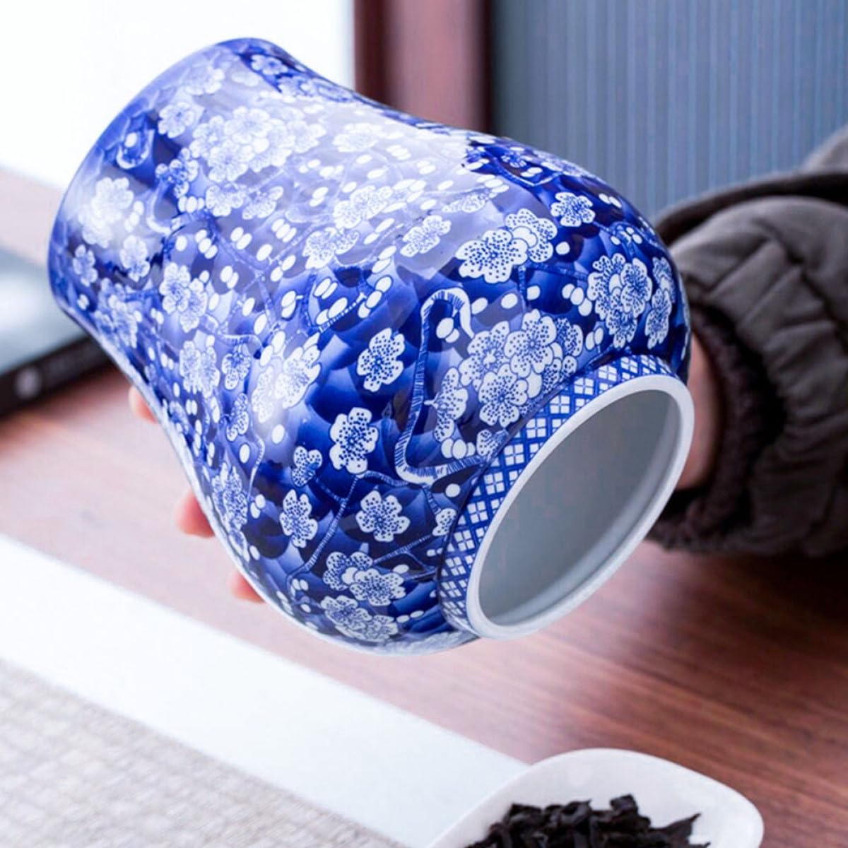 Contenedor de Cerámica Resistente al Desgaste y Fácil de Limpiar para Guardar Té Diseño Clásico Color Aleatorio Adecuado para Almacenar Infusiones Cocina