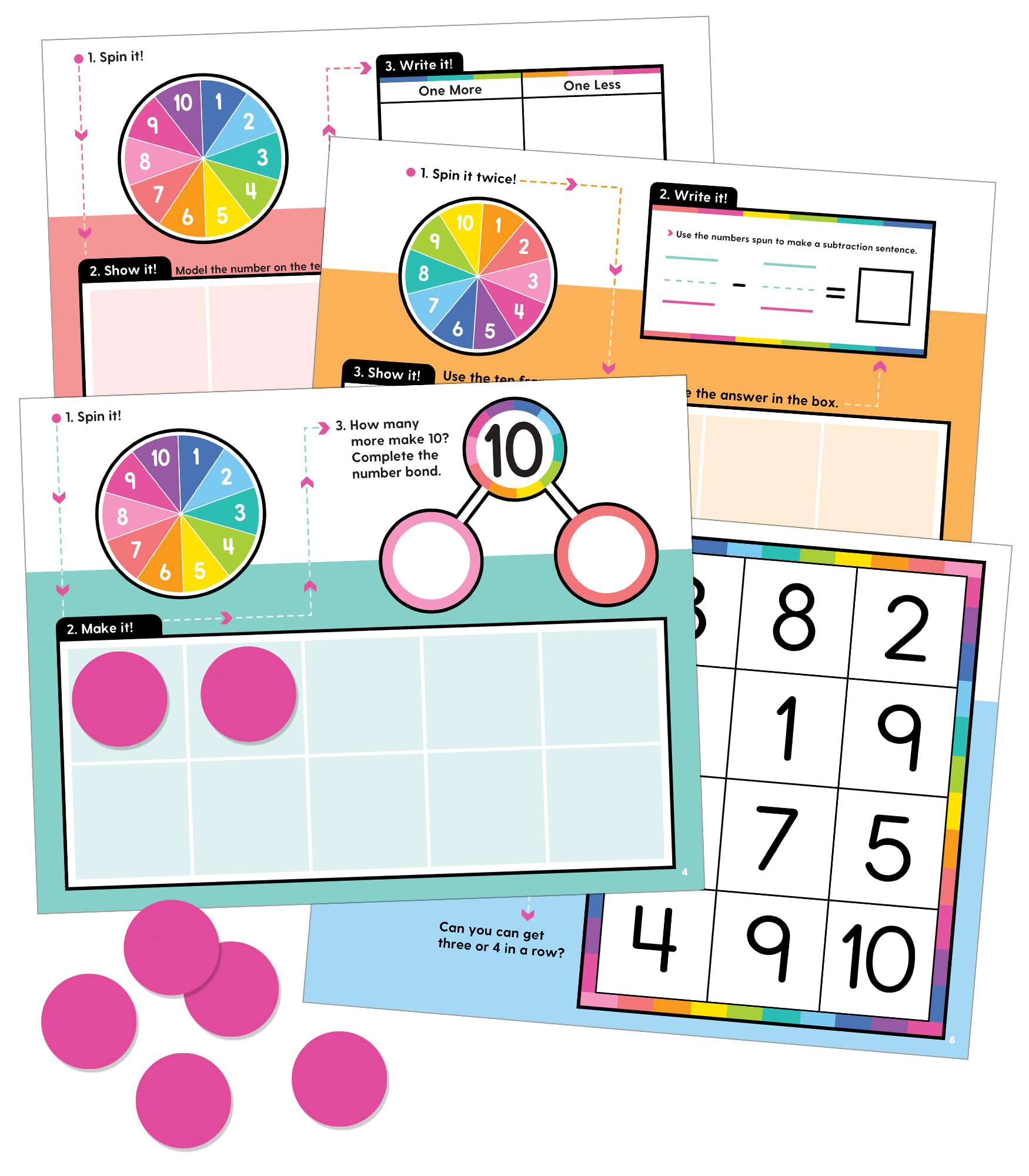 Carson Dellosa 22-Piece Ten Frame Edu-Clings Set, Dry Erase Mats and Silicone Addition, Subtraction, and Place Value Manipulatives for Mathematics