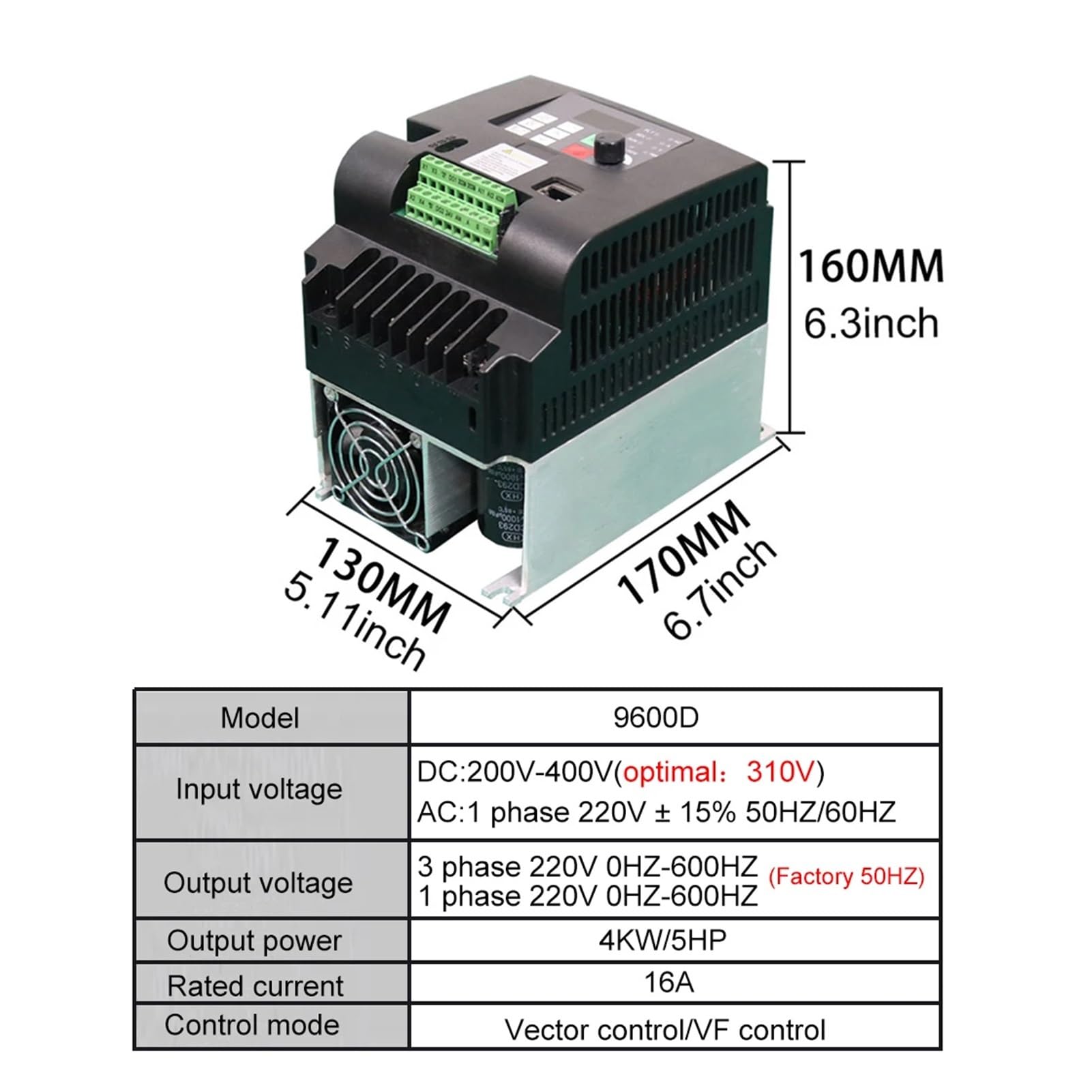 Inversor de frecuencia Solar de 220 V, 0,75-7,5 kW, convertidor de frecuencia Variable for Motores de Bomba de Agua de CA, variadores de CA trifásicos.(2.2KW DC200V-400V)