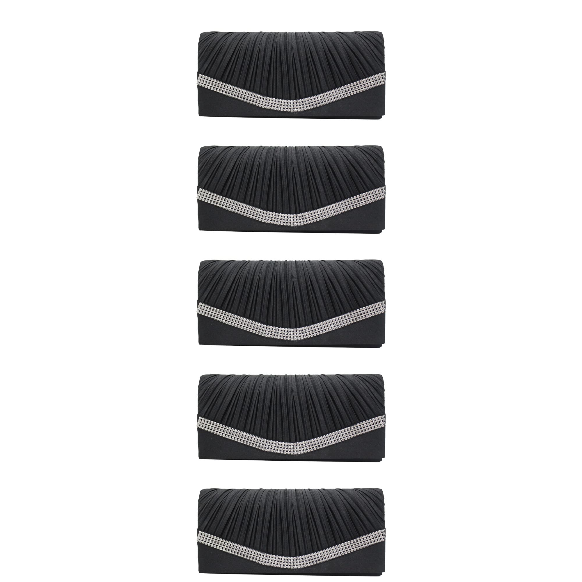 Pochette en soie haut de gamme pour femme, élégance noire durable 5 pièces