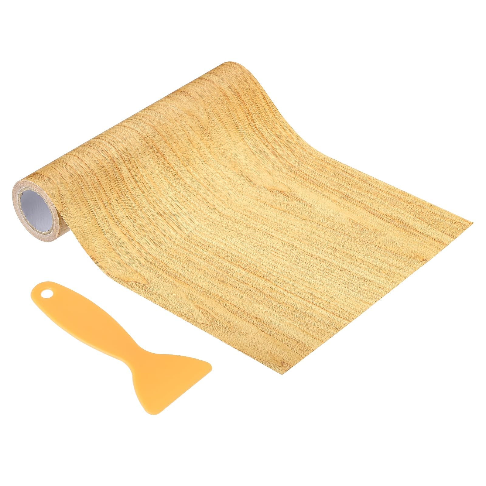 PATIKIL Wood Grain Repair Tape 25cm x 4.57m, Self Adhesive Realistic Textured Repair Tape Patch with Scraper for Floor Door Table Cabinets Desk, Golden Camel
