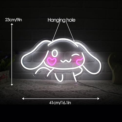 Miniatura 6 de Cinnamoroll - Letrero de neón de anime para decoración de pared, luz LED Cinnamoroll, decoración de habitación, luz de neón japonesa, regalo para