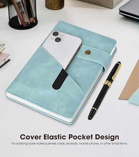 Miniatura 3 de Cuaderno de cuero rayado A5 para hombres y mujeres, diario de tapa dura de 5.9 x 8.4 pulgadas con bolígrafo, 200 páginas de papel rayado grueso de