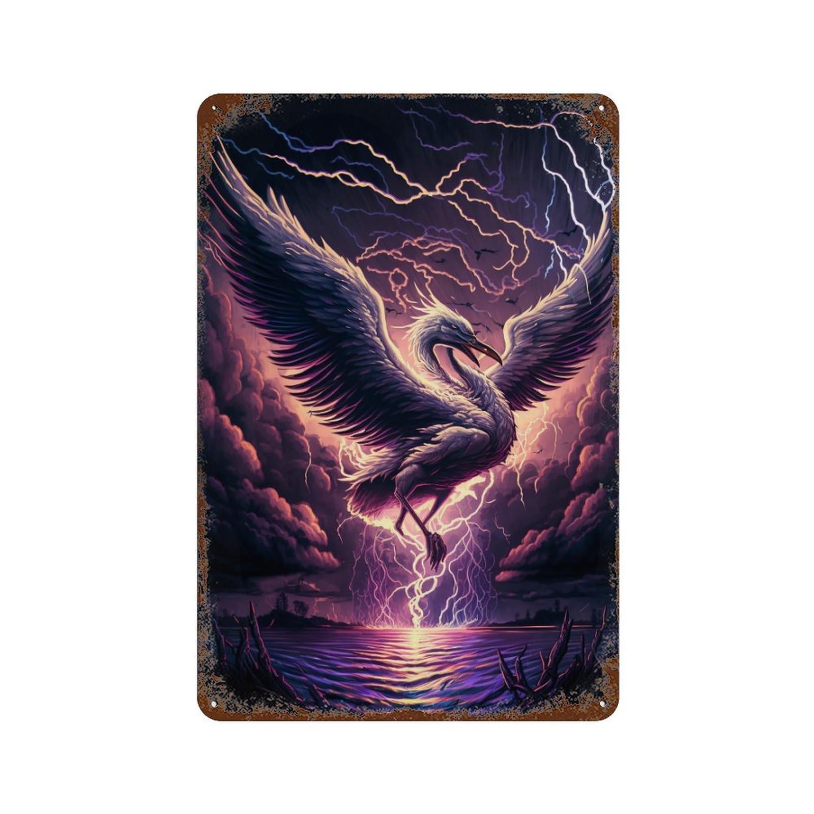 Thundering Bird of Storms 11.8"x7.9" Decorative Tin Sign, Classic Wall Plaque for Patio, Garden Room And Bar Decor