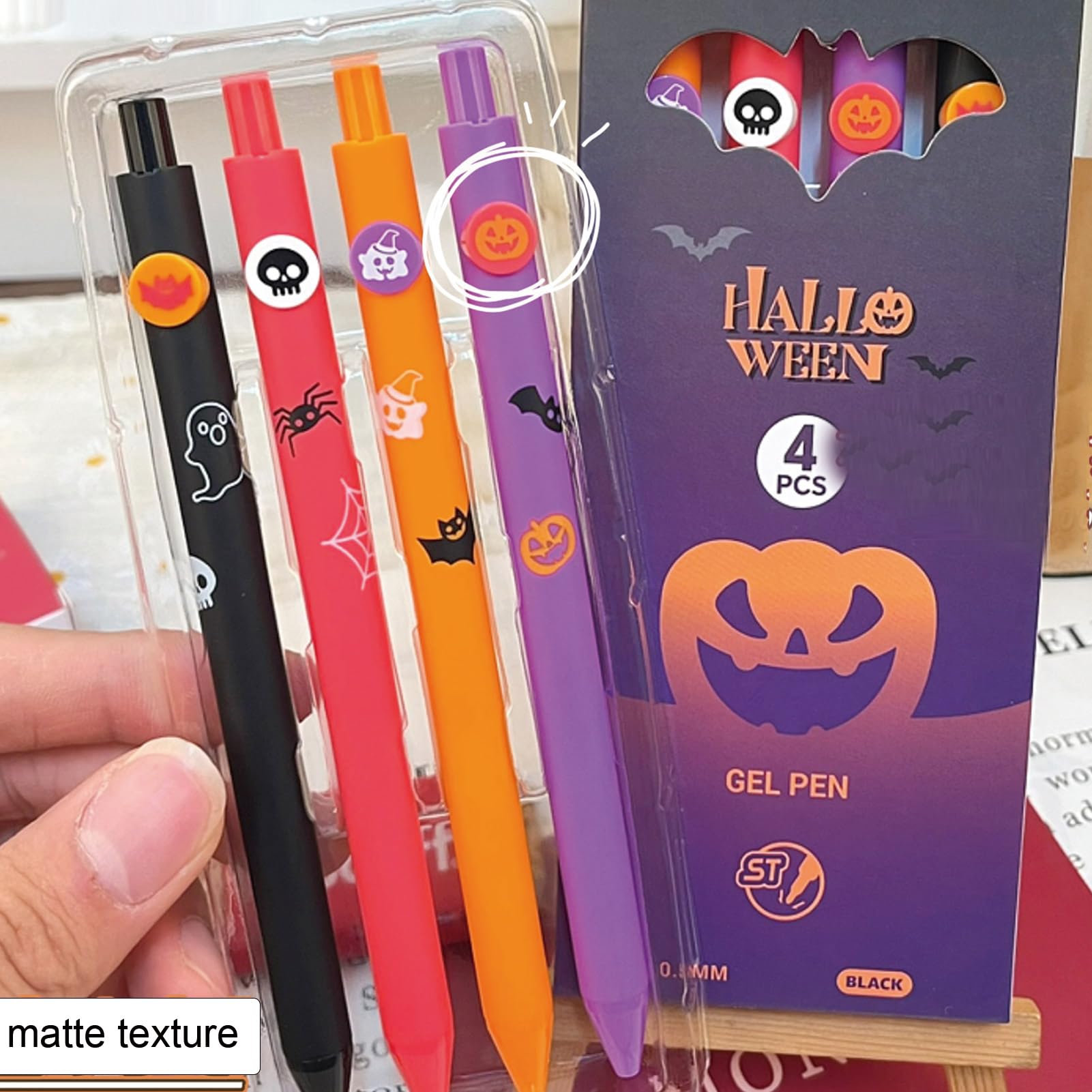 4 Pcs Cute Gel Ink Pens Halloween Retractable Pens Funny Cartoon Pen 0 5mm Smooth Writing Pen for — view 4