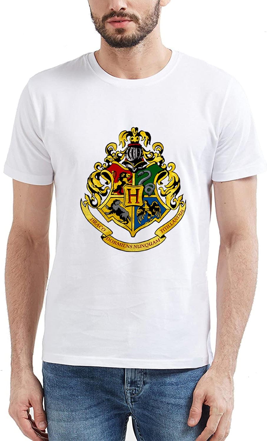 SXV STYLESXV Printed Black and White Cotton Tshirt for Men and Women: Hogwarts
