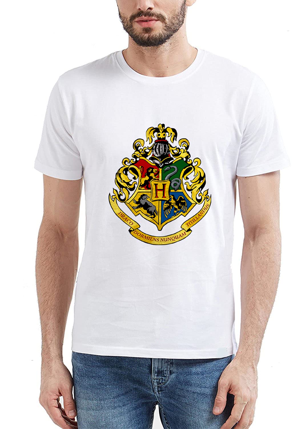 SXV STYLESXV Printed Black and White Cotton Tshirt for Men and Women: Hogwarts
