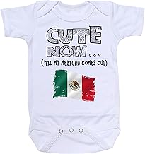 Cute Now... 'Til My Mexican Comes Out Infant Baby Mexico Flag Short Sleeve Bodysuit Shirt
