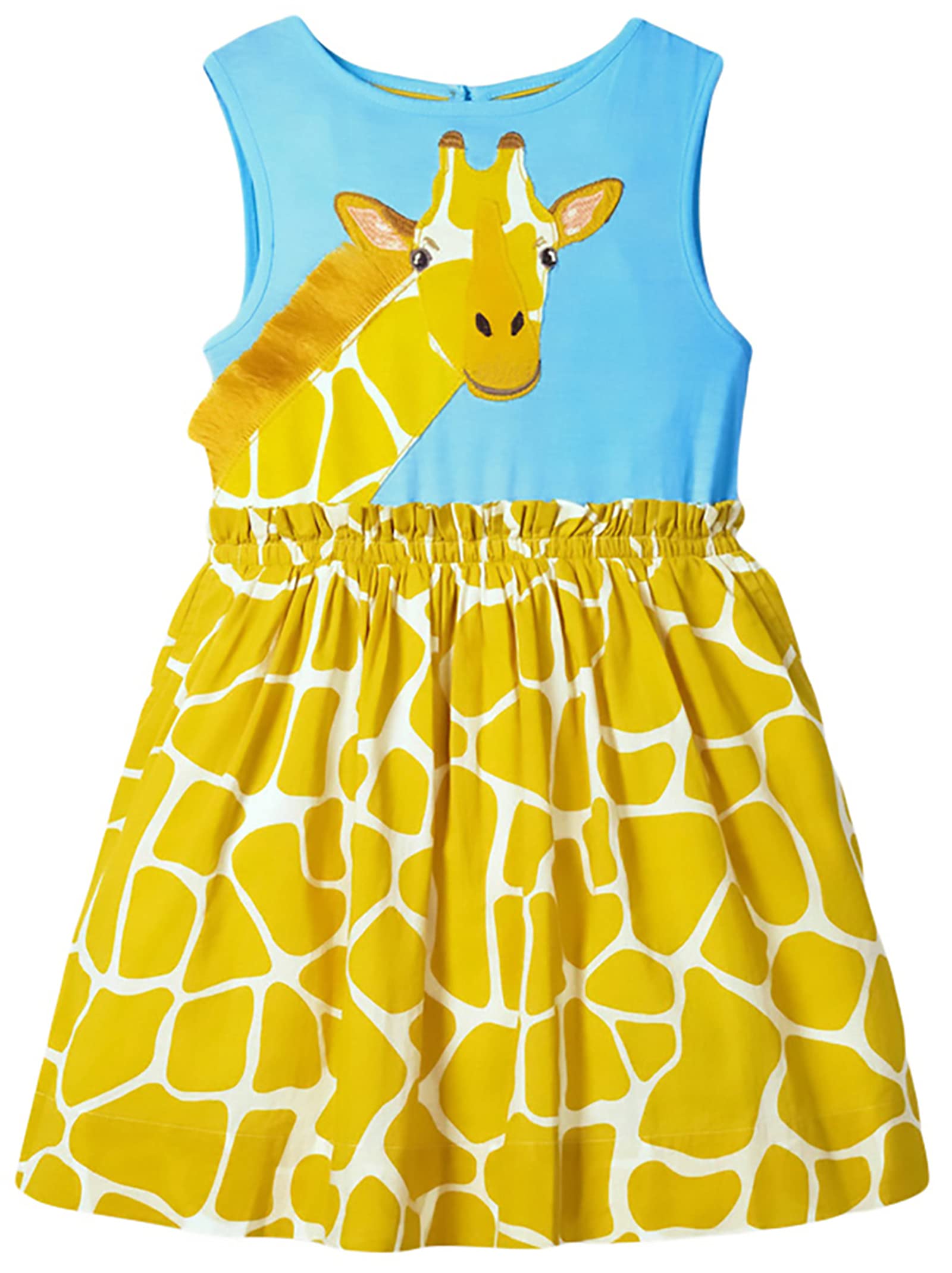 KISSOURBABYLittle Girls Soft Summer Cotton Short Sleeve Dresses T-Shirt Casual Cartoon Dress