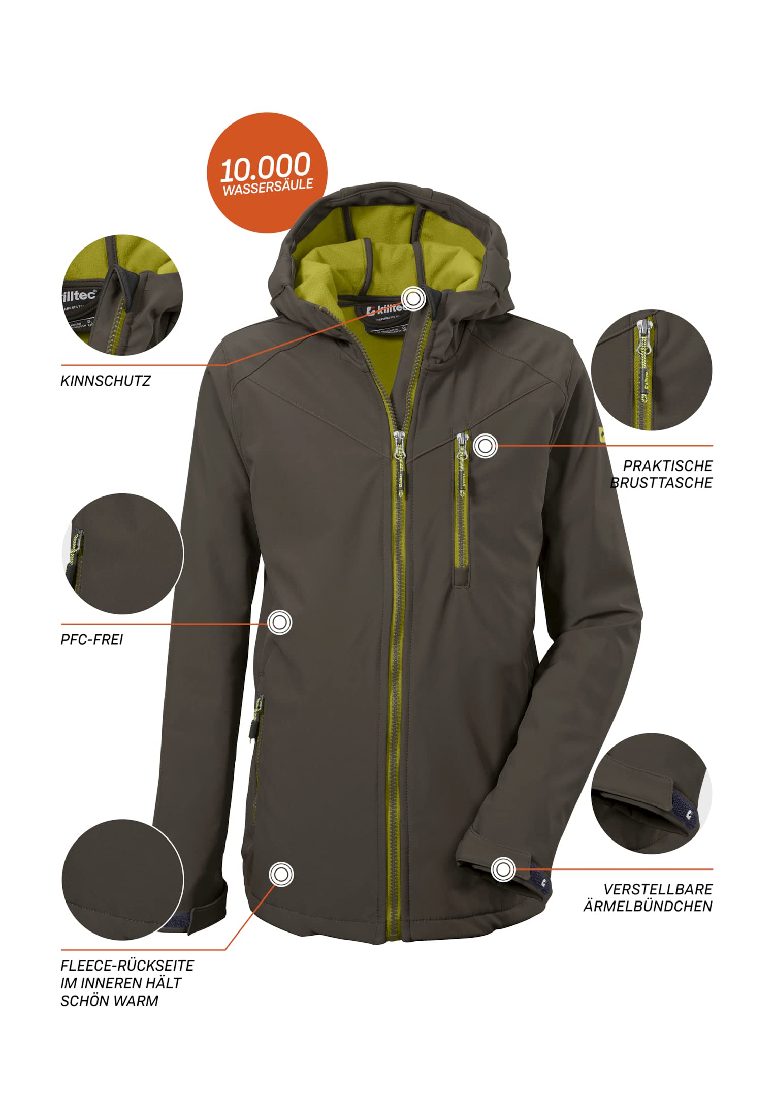 Killtec Jungen Soft Shell Jacke Softshell Jacke mit Kapuze Boys Softshelljacke wasserabweisend
