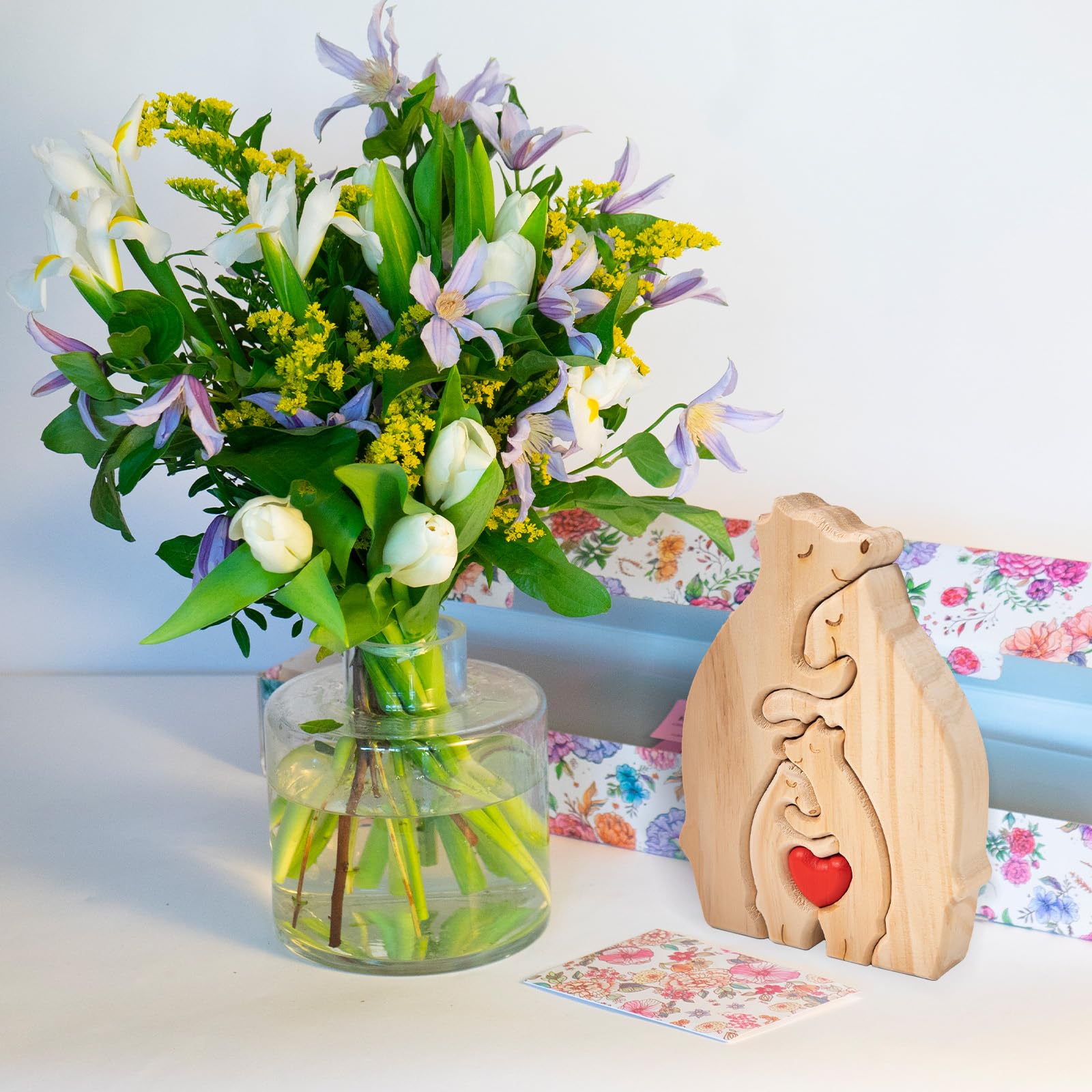 Personalized Wooden Bear Family Puzzle, 4 wooden bears piece together a warm puzzle - Image 4