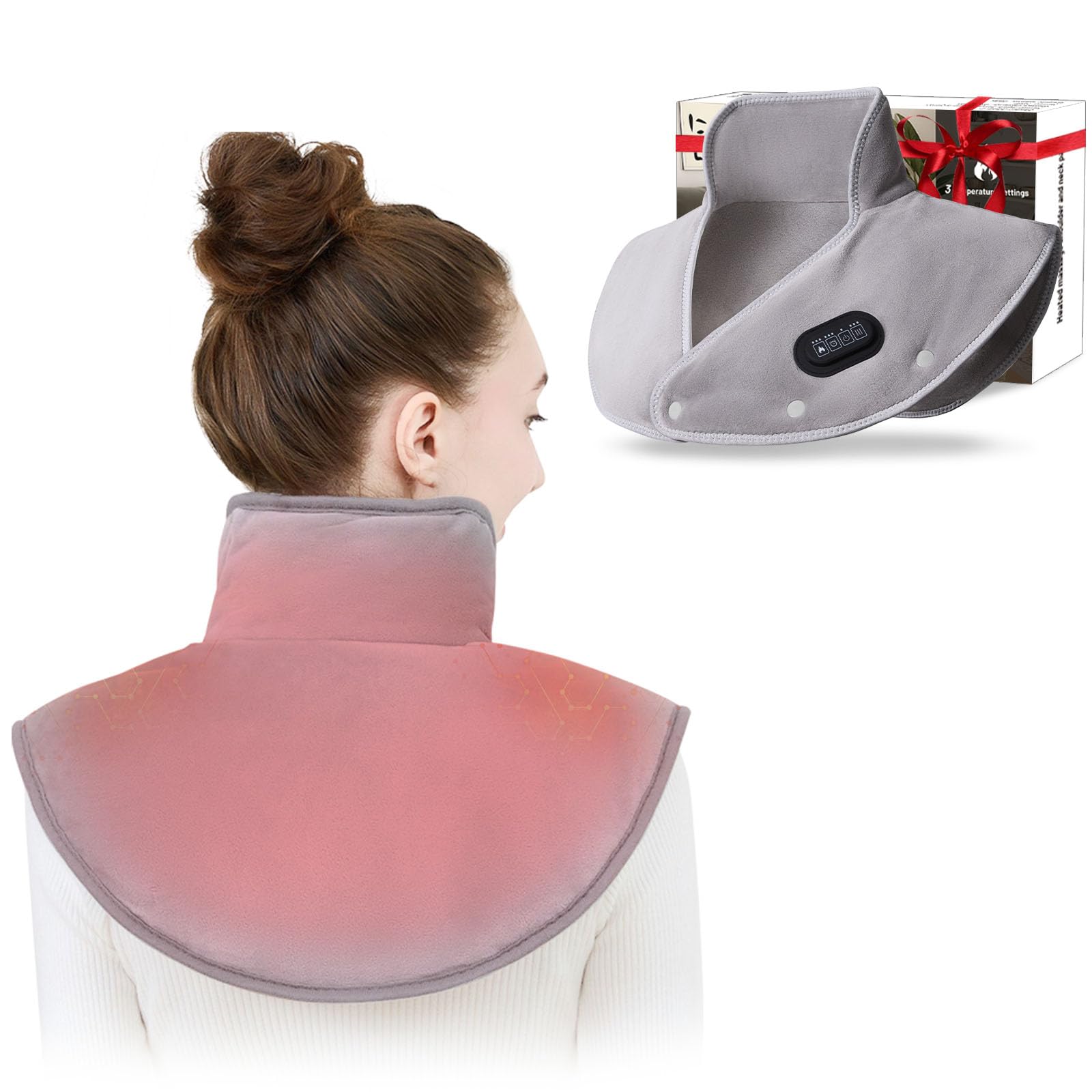 Scialle Termoforo per Collo e Spalle, Scialle Termoforo Elettrico | per il Collo-Tre Livelli di Riscaldamento, Massaggio e Modalità Timer, Ideale Come Regalo per Mamma e Papà