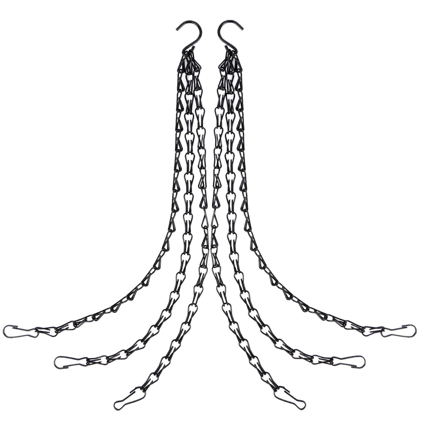 2 Pack 20 inches Flower Pot Basket Chains, Black Hanging Basket Chain, 3 Point Replacement Chain Hangers for Lanterns, Bird Feeders, Planter and Other Ornaments(Black)