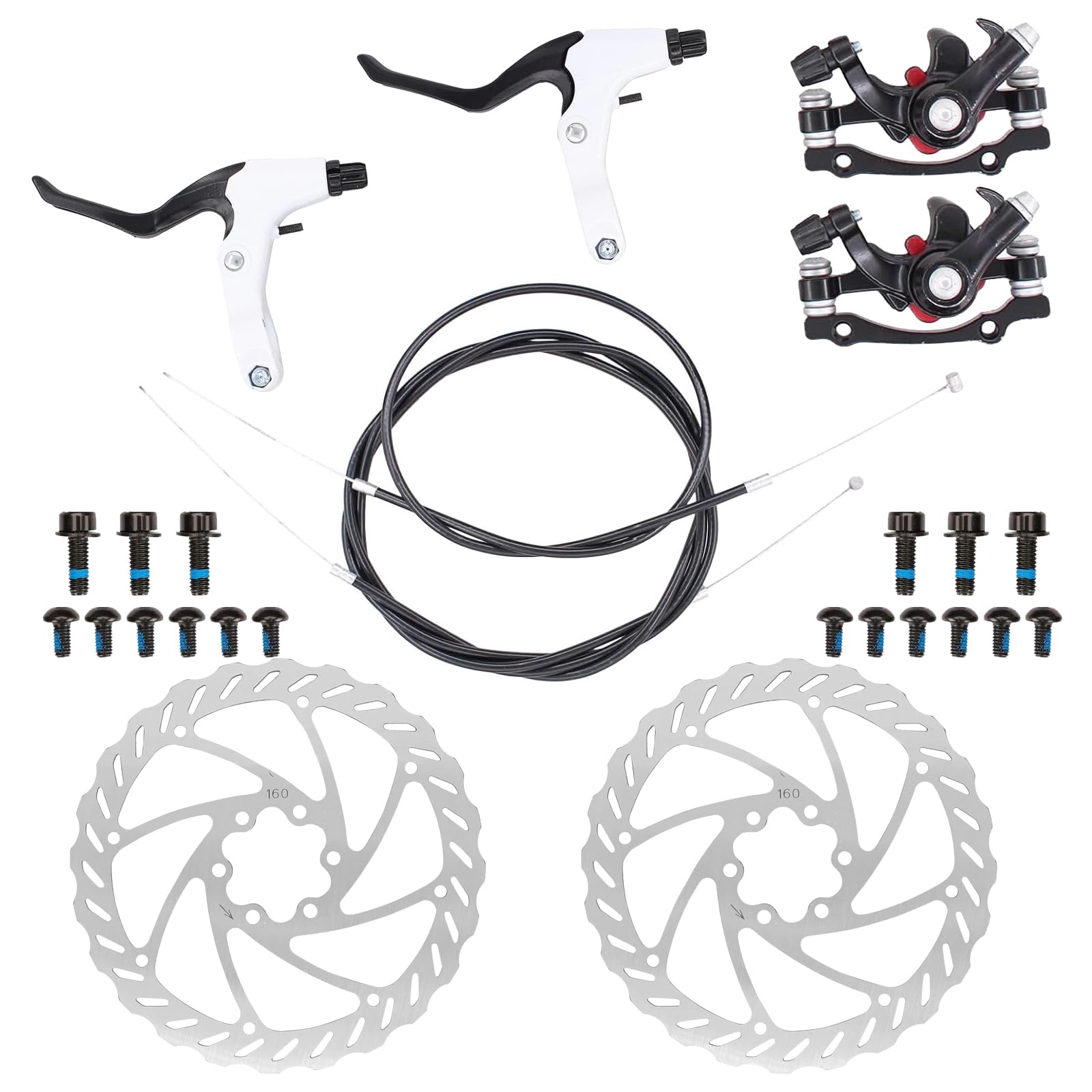 Scheibenbremse Fahrrad Set, 160mm Bremsscheiben Fahrrad, Mechanische Fahrrad Bremse Für Mountainbike Und Rennrad, Hochwertiger Bremssattel, Werkzeugloser Belageinsteller, Für Shimano Kompatibel