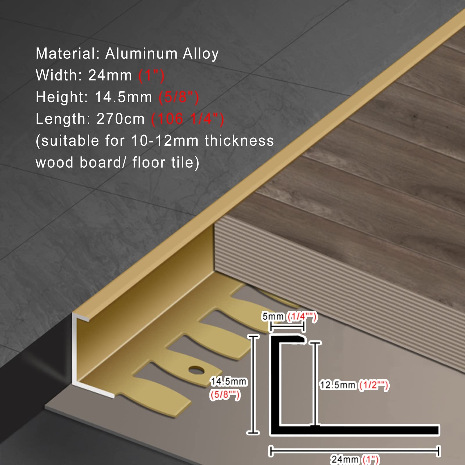 XBTGS Tira de transición de suelo para puerta de cocina, dormitorio, tiras de transición multifuncionales para madera a azulejos, tiras de unión de suelo de madera a laminado, para cubrir huecos