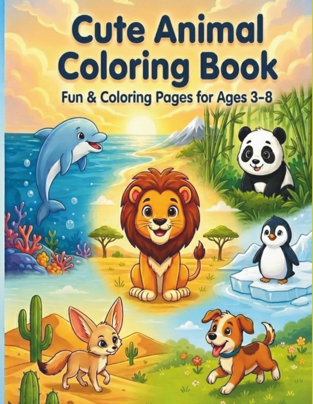 Cute Animal Coloring Book: Fun & Easy Animals for Ages 3-8