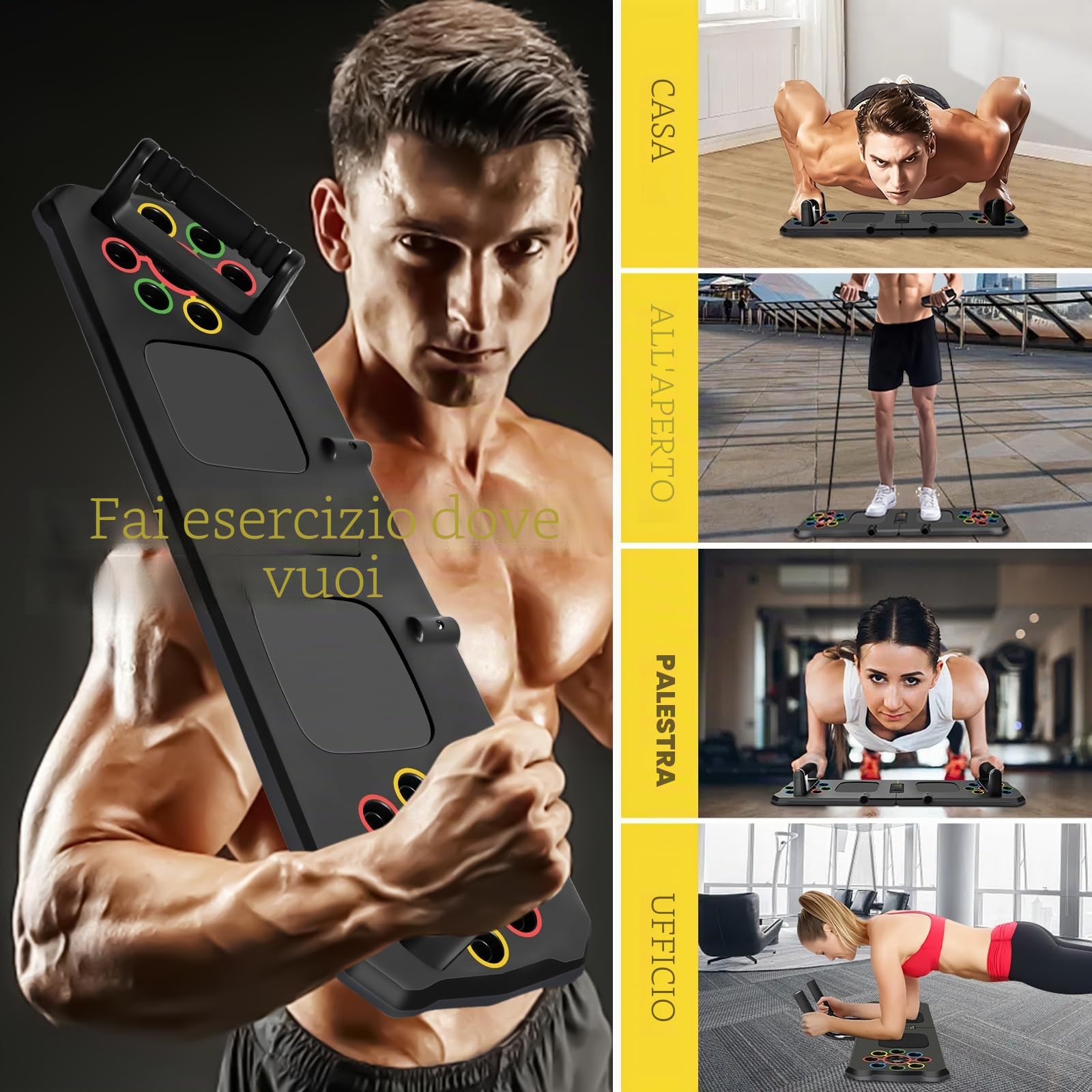 Tabella per flessioni con conteggio automatico, 24 in 1, attrezzatura per esercizi da casa, Ideale per allenare i muscoli del torace, bruciare grassi e potenziare, Perfetta per l'allenamento a casa