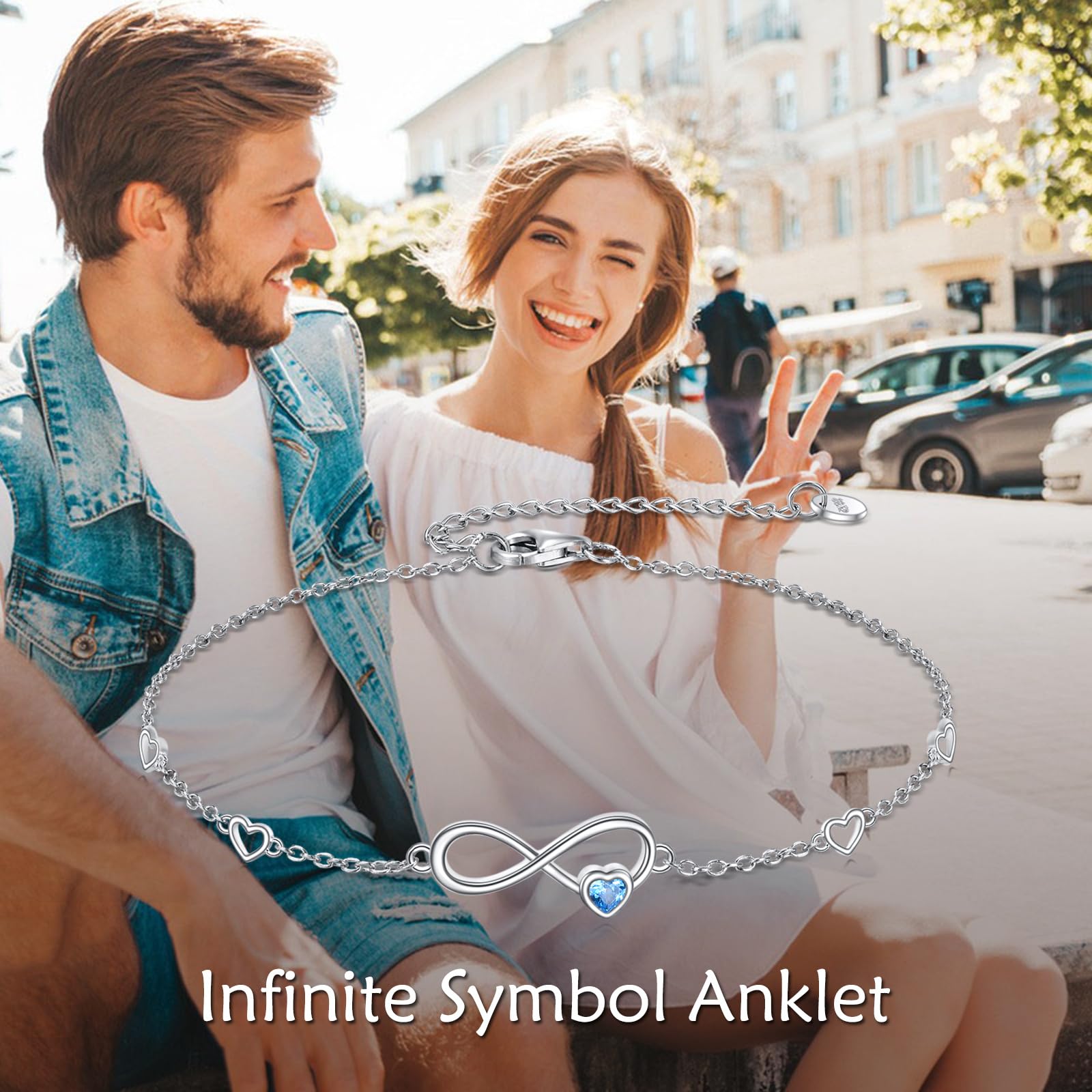 Cavigliera da donna a forma di cuore, in argento Sterling 925, regolabile, cavigliera per ragazze, bracciali alla caviglia, gioielli