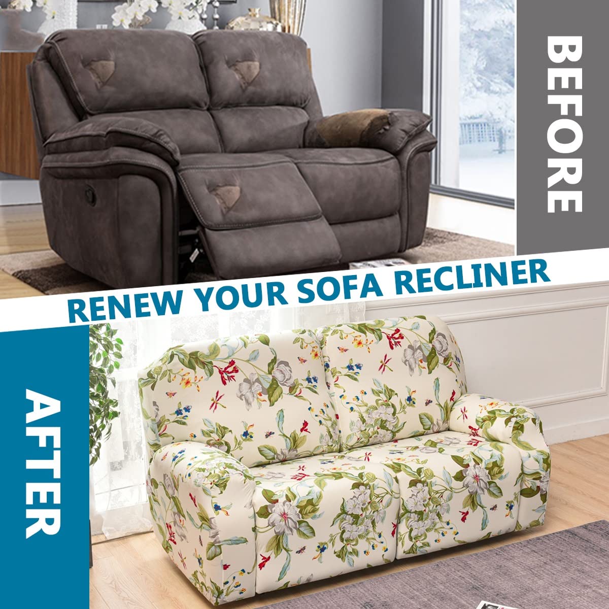 Housse Fauteuil Relax Extensible 1/2/3 Places – Tissu Jacquard Doux – Poches Latérales Pratiques