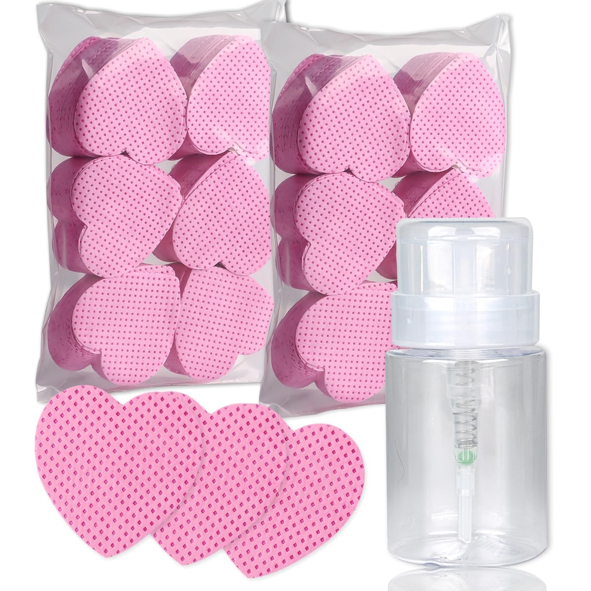 600 toallitas para uñas sin pelusa con botella de bomba de prensa vacía de 100 ml, removedor de esmalte de gel, almohadillas de algodón limpias y dispensador de acetona, toallitas de pegamento de