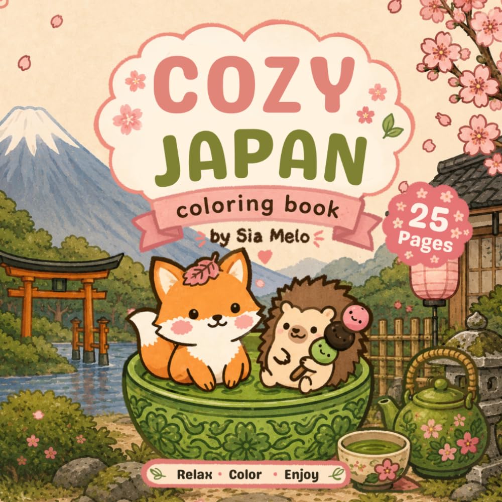 Cozy Japan: Adorable Japanese Adventures Coloring Book
