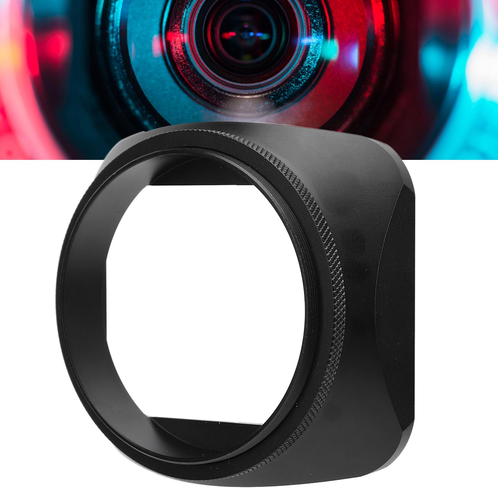 Paraluce quadrato da 62 mm con copriobiettivo, accessorio in lega di alluminio per paraluce di obiettivo fotografico, design a filettatura per l’installazione su obiettivi da 62