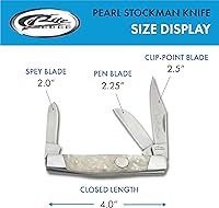 Vista 3 de Rite Edge Cuchillo de Bolsillo Stockman de 4" – Cuchillo Plegable de 3 Hojas con Cuchillas de Acero Inoxidable y Mango de Perla Blanca – Cuchillos