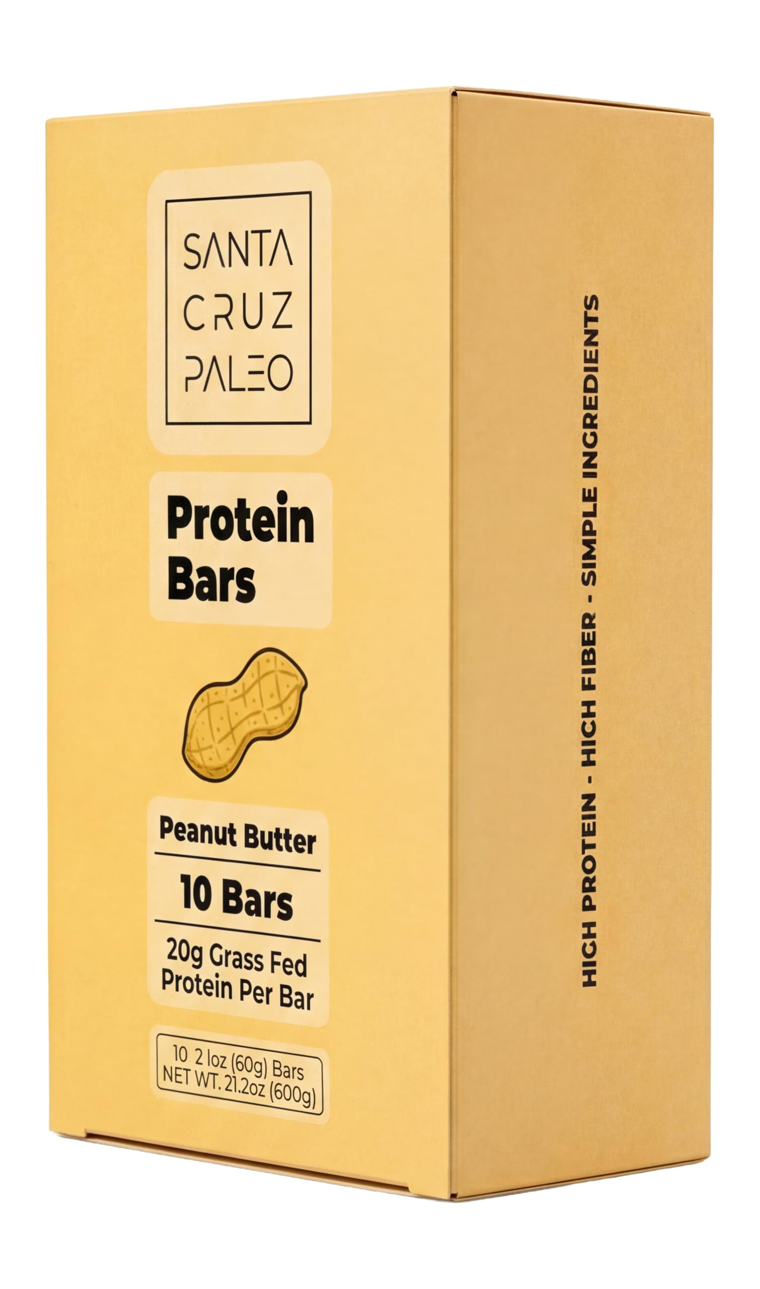 Santa Cruz Paleo Protein Bar – 20g Grass-Fed Whey & Collagen Protein – Wildflower Honey Sweetened, No Seed Oils, High Protein Snack Bar (Peanut Butter Flavor, Pack of 10) - 5