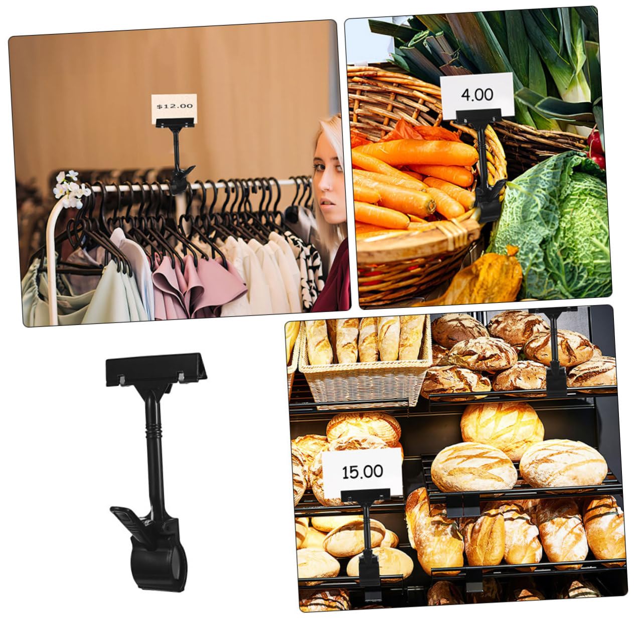 20 Pezzi Clip per Cartellini in Plastica Stabile e Ruotabile Supporto Segnaletica per Esposizione Prezzi in Negozi e Supermercati