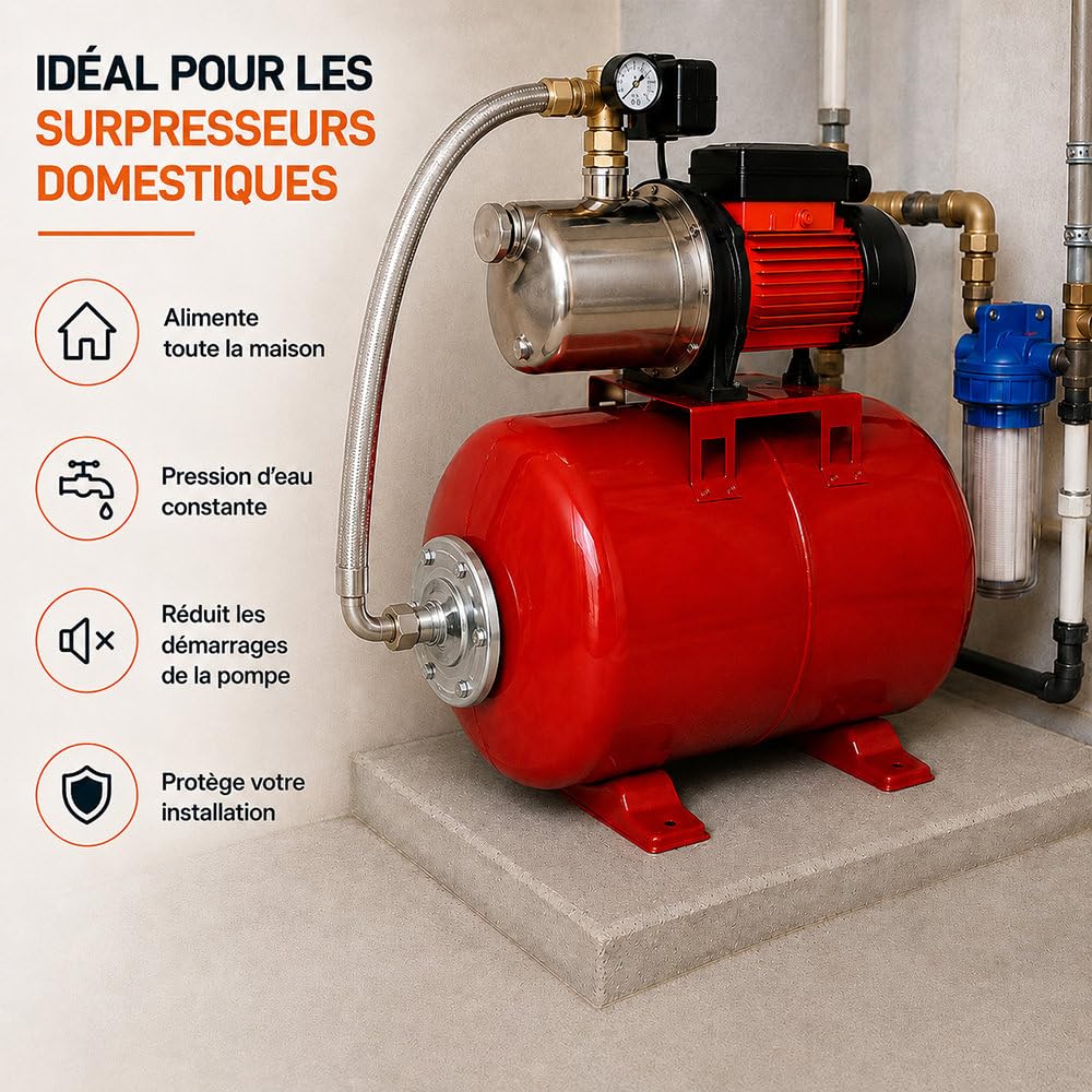 Réservoir Pression à vessie Horizontal - 50 litres
