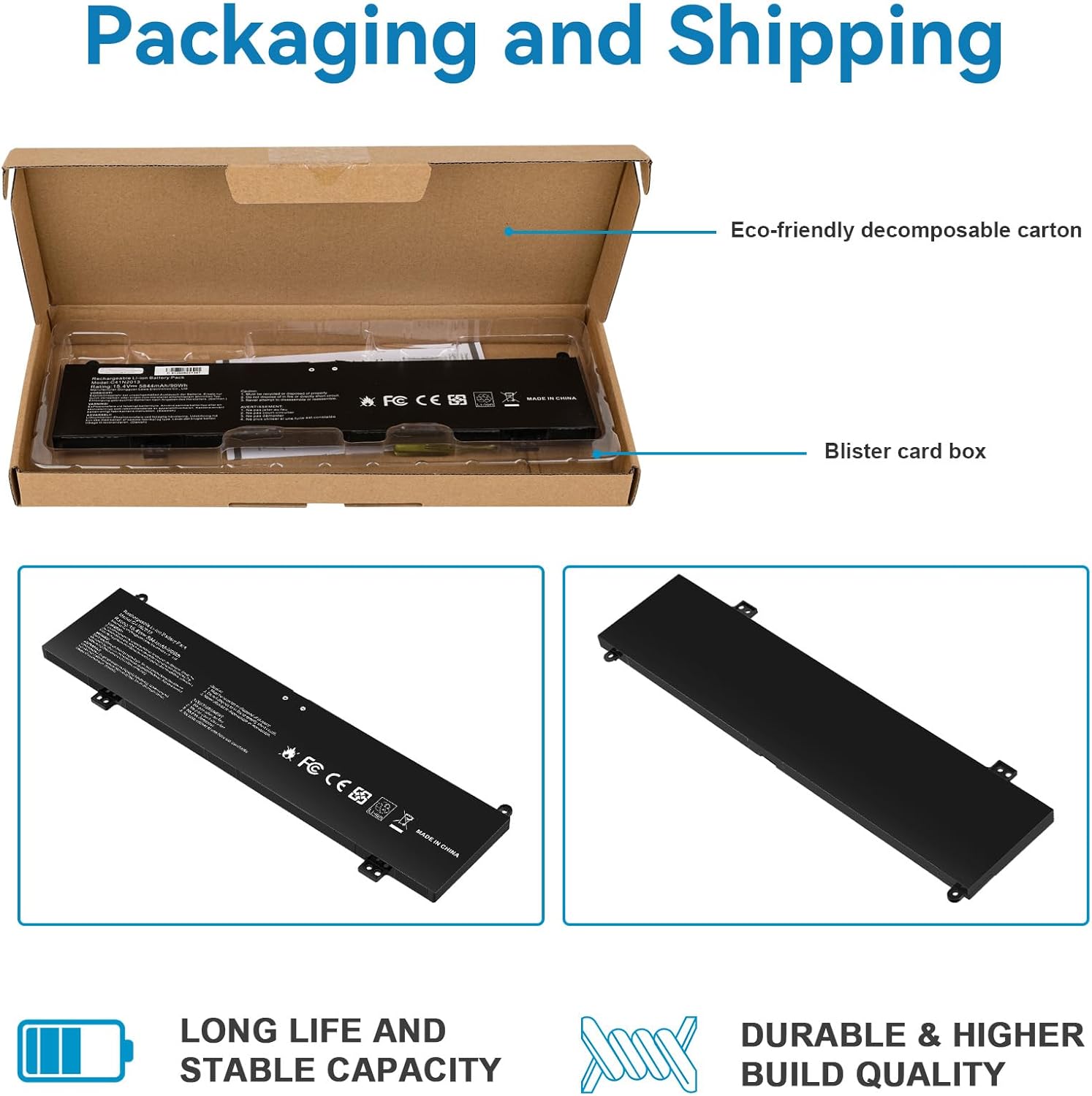 Futurebatt C41N2013 Laptop Battery Replacement for Asus Rog Strix G15 G513 G513R G513IR G513IM G513QM G513QR G513QY Series C41N2013-1 0B200-03880000 0B200-03880100 0B200-03880200 C41N2013-1