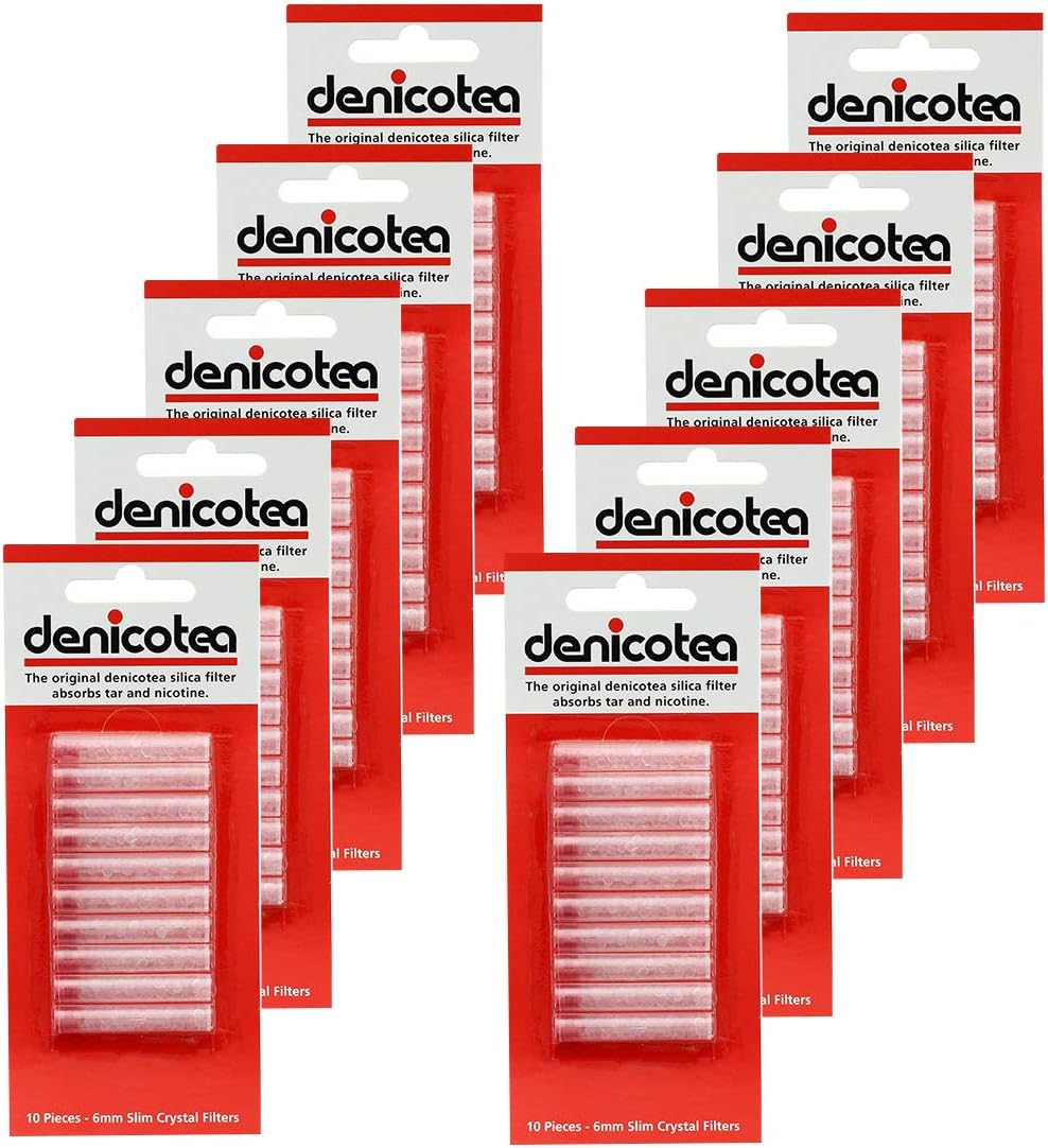 Denicotea Slim Crystal Filter - 10 Count - 3 Pack - 30 Filters Total - For Use with Nice Holders - Reduce Tar & Carcinogens - Will Not Affect Flavor - Reduce Staining of Skin - 10135