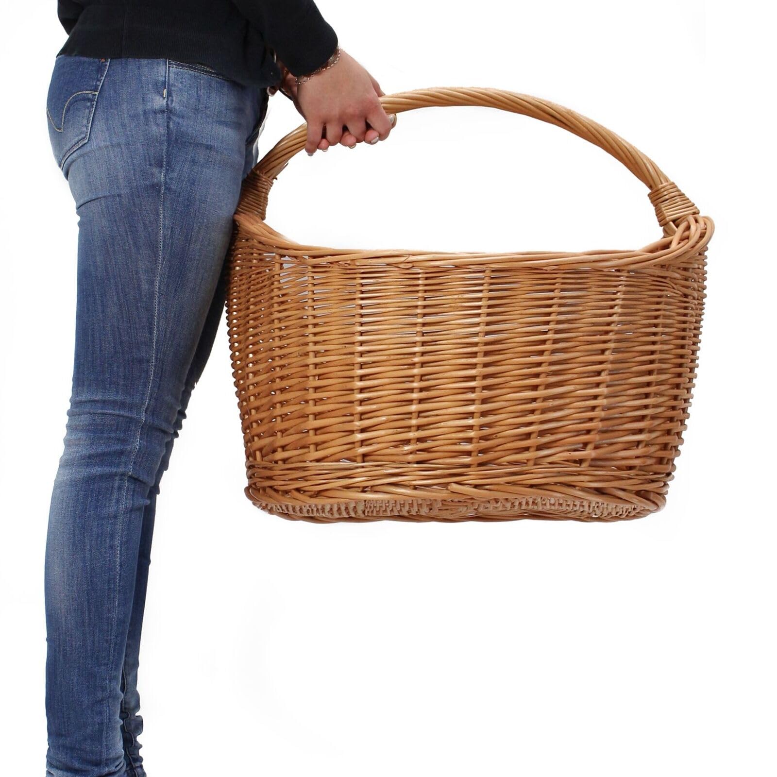 XXL Einkaufskorb "Maxi", Weide natur, 68x49 cm groß, Weidenkorb geflochten | Erntekorb, Tragekorb, Flechtkorb, Aufbewahrungskorb