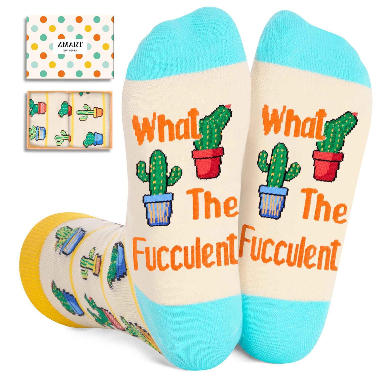 Zmart Funny Plant Gifts - Cactus Socks for Women Men, Succulent Gifts for Cactus Lovers