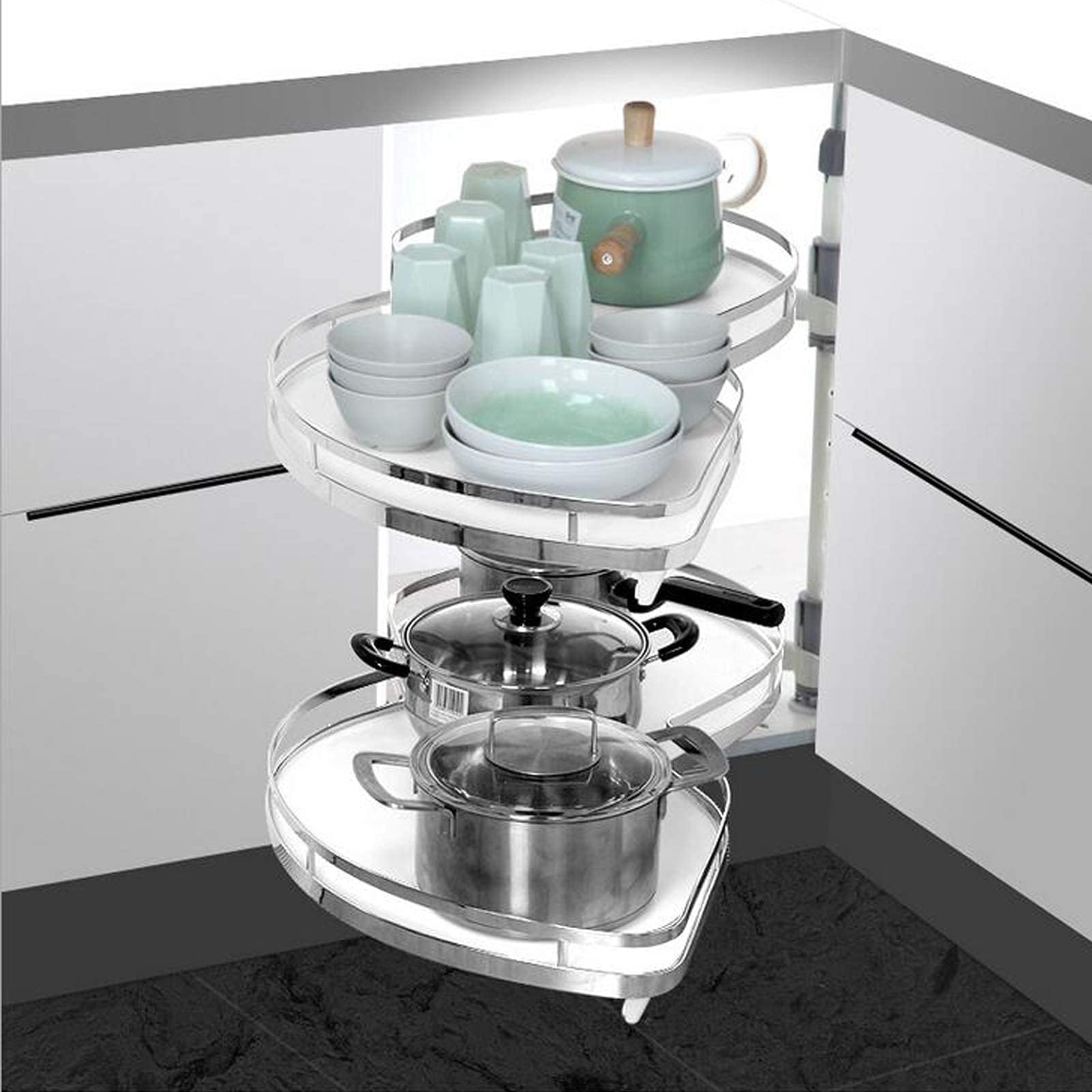 SDFhNest Kitchen Pull-Out Kitchen Cabinet Corner Cabinet Fitting Retrofit Telescopic Drawer, Left Open Kitchen Corner Cabinet Carousel Pull Out Left (Pull out left open right)