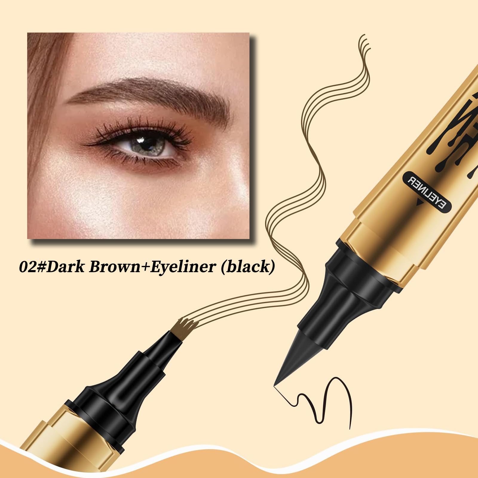 Matita Sopracciglia 3D Impermeabile Penna Liquida per Sopracciglia a Lunga Durata, Effetto Naturale e Preciso Crea Sopracciglia Dall'aspetto Naturale (Marrone Scuro)