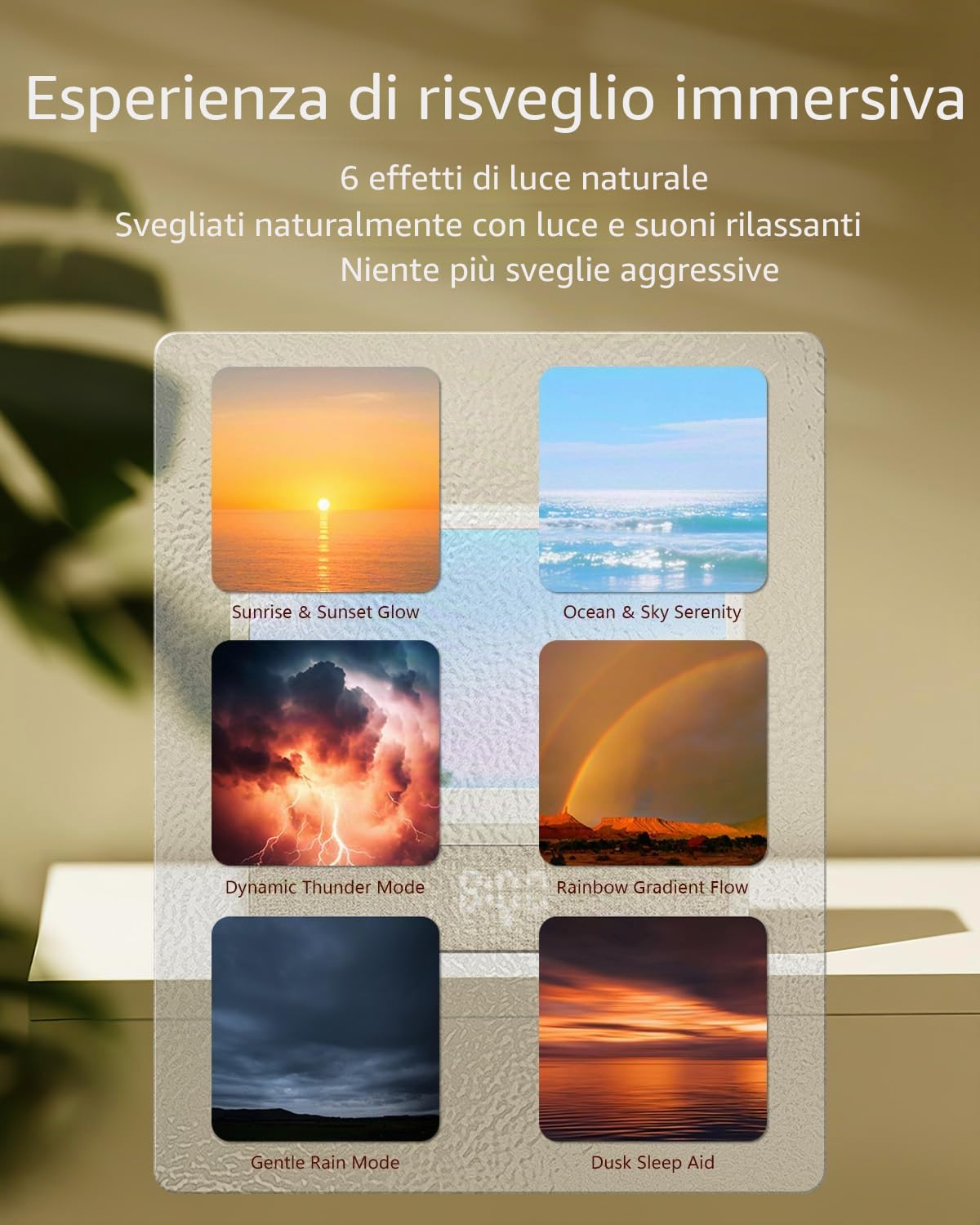 Sveglia Luce con Simulazione ,Multiple Suoni Naturali,Lampada da Notte Regolabile ,2025 Upgrade Wake-up Light,Bluetooth Speaker Lamp ,Dimmable Clock for Adults Kids [Classe di efficienza energetica G]